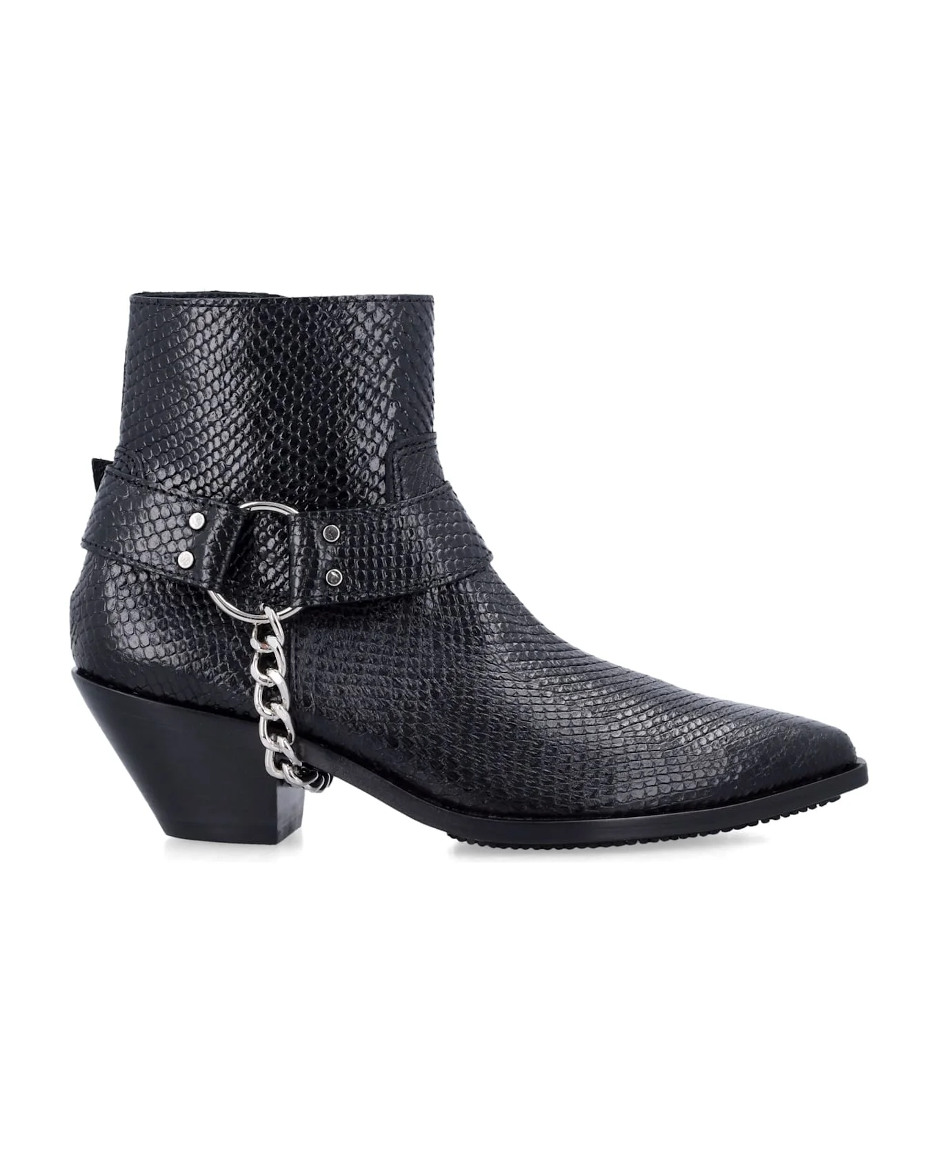 Junya Watanabe Python-effect Leather Western Ankle Boots With Chain - 1