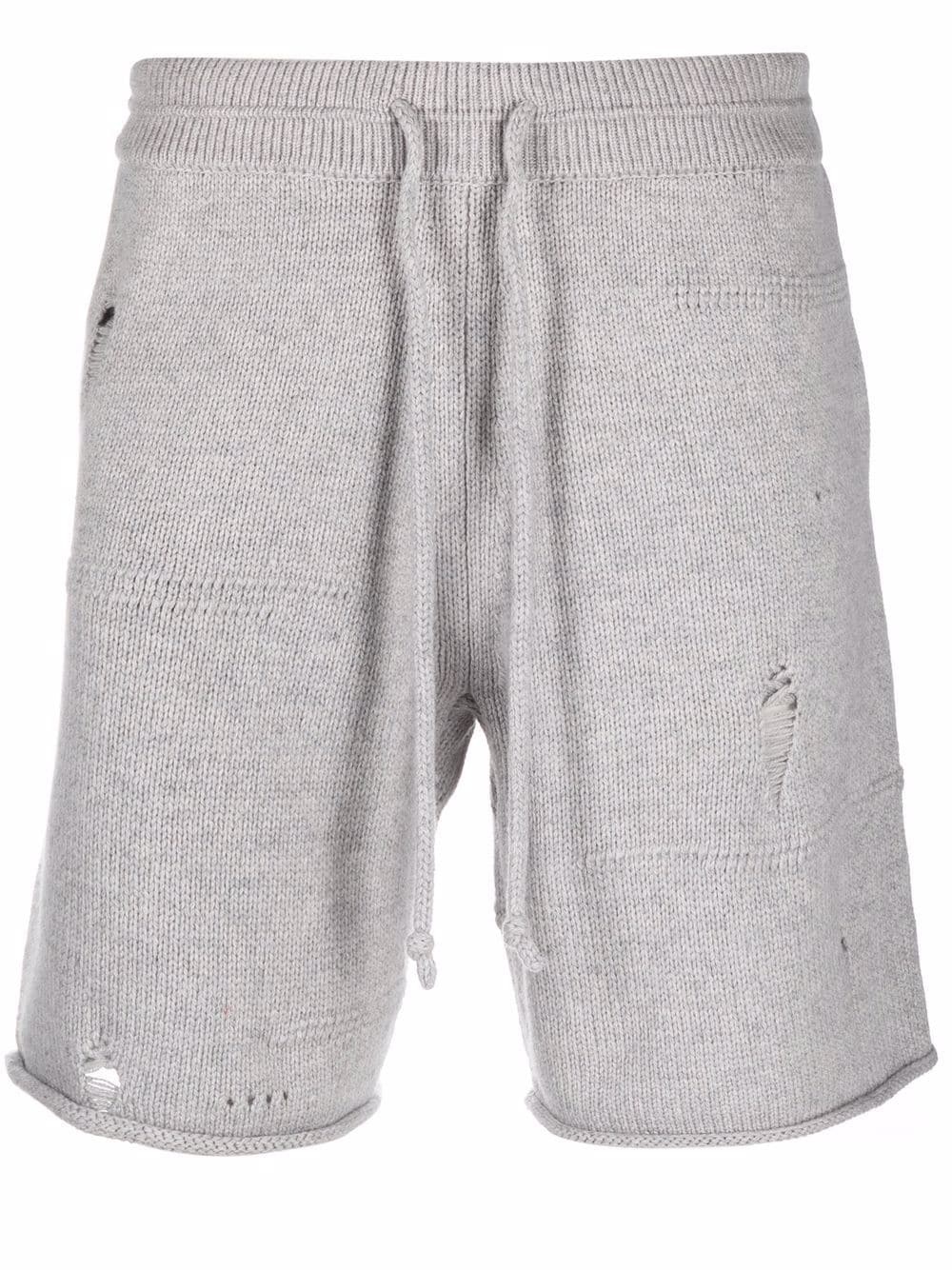 distressed knitted track shorts - 1