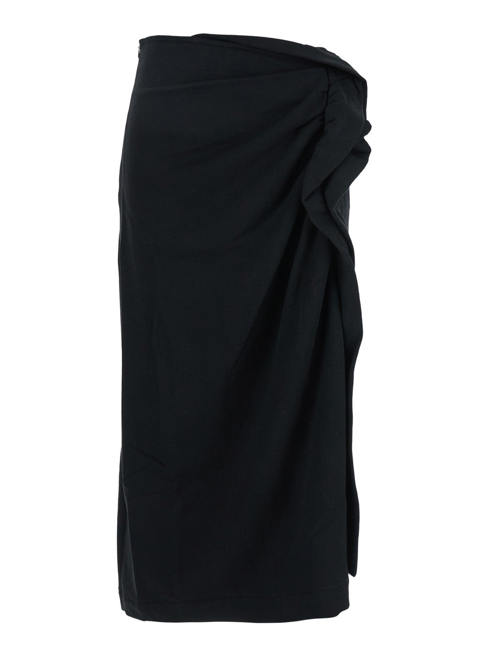 Dries Van Noten Women Black 'Hanam' Skirt With Ruched Details On The Front In Cotton Woman - 1