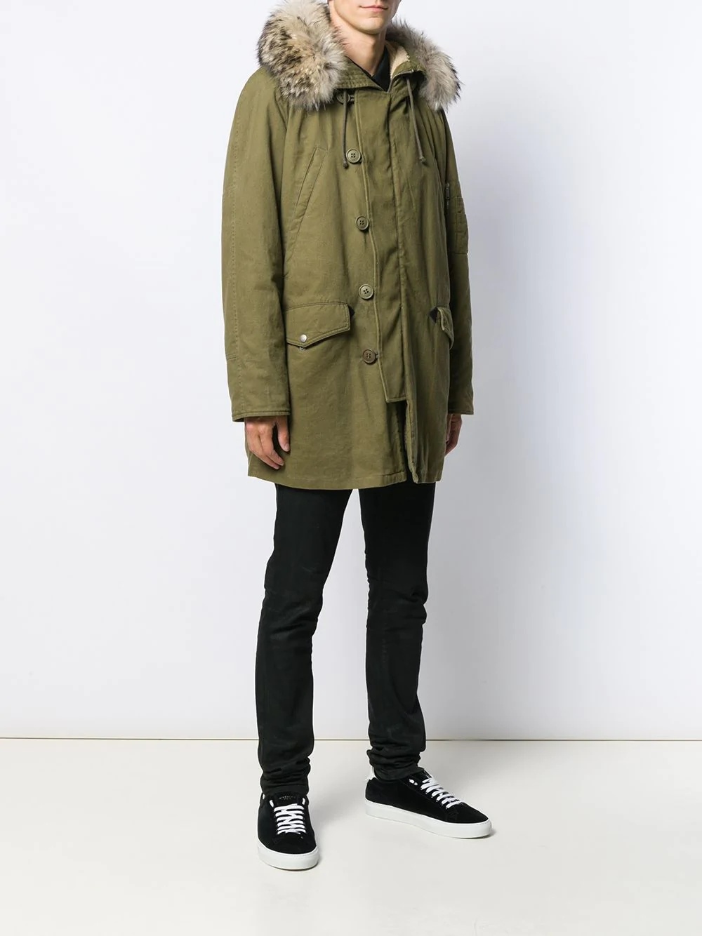 fur-trimmed hood parka - 3