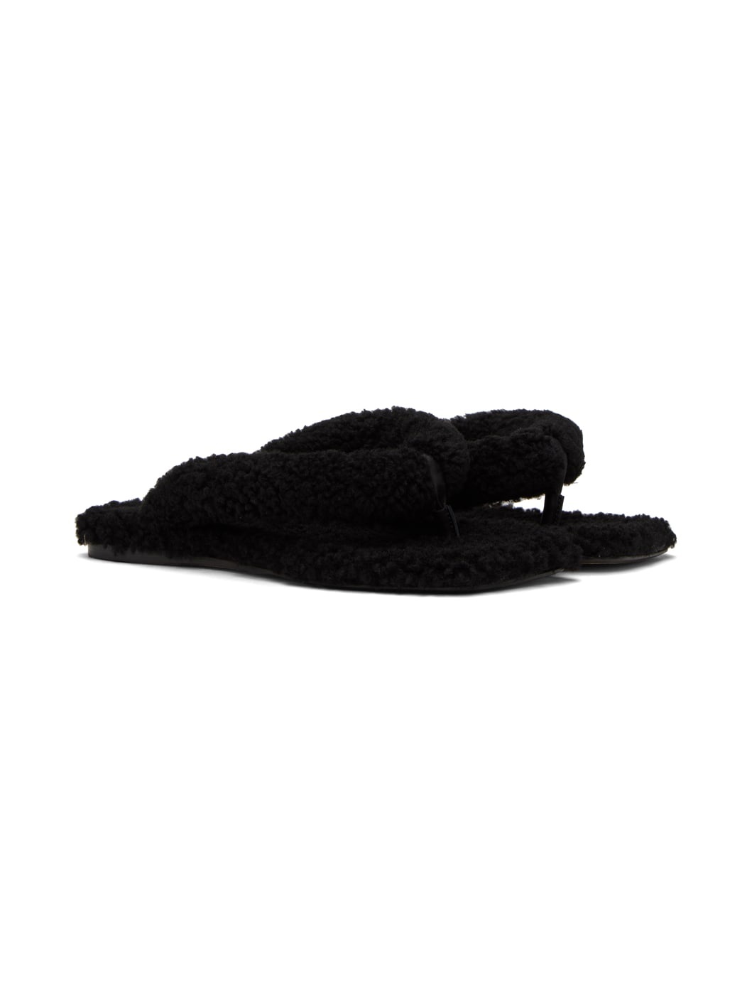 Black Rio Shearling Sandal - 4
