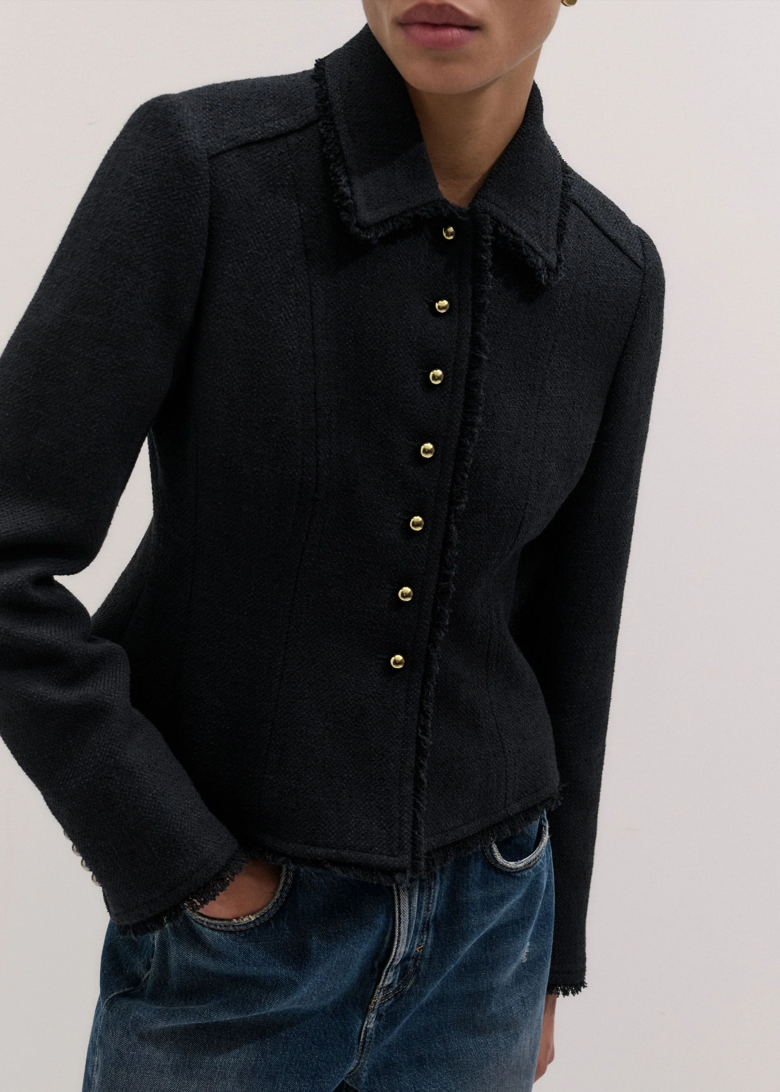 Textured Peplum Jacket - 1