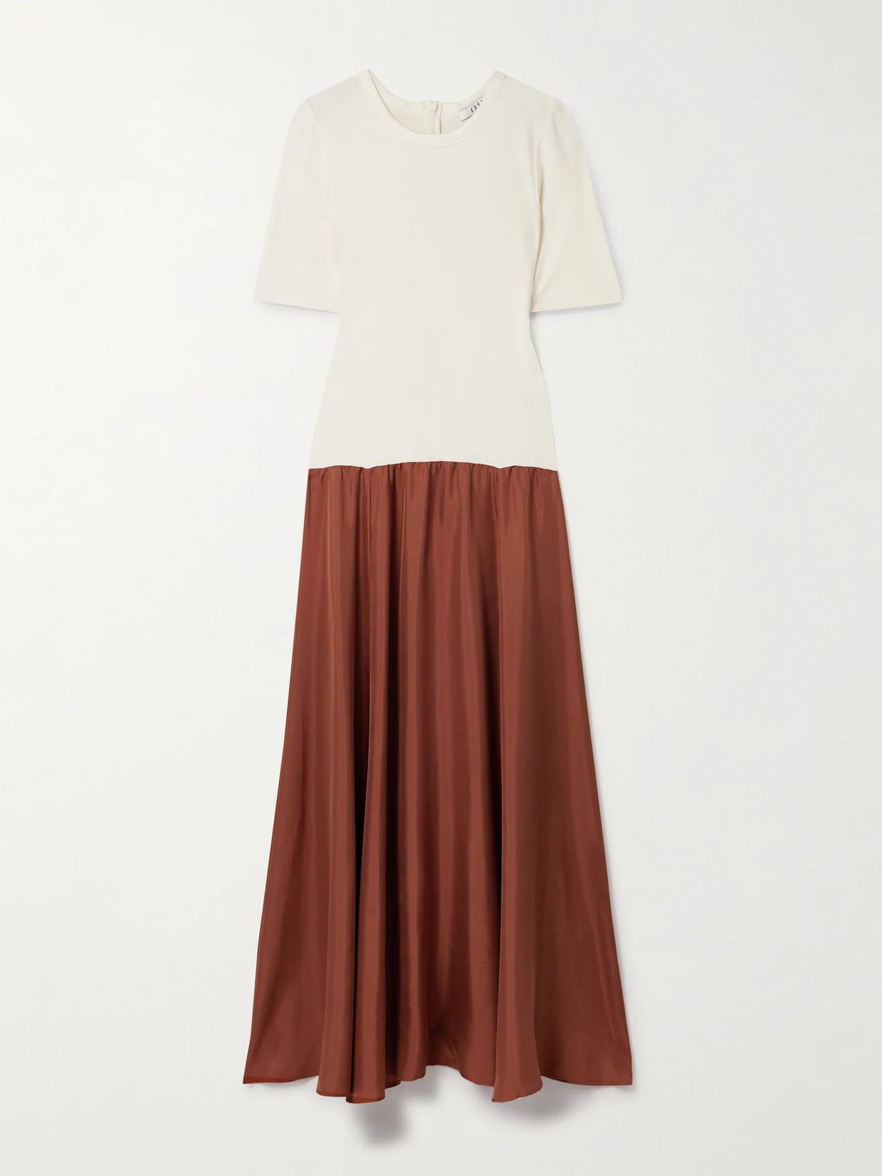 Stretch-knit And Silk-twill Maxi Dress - 1