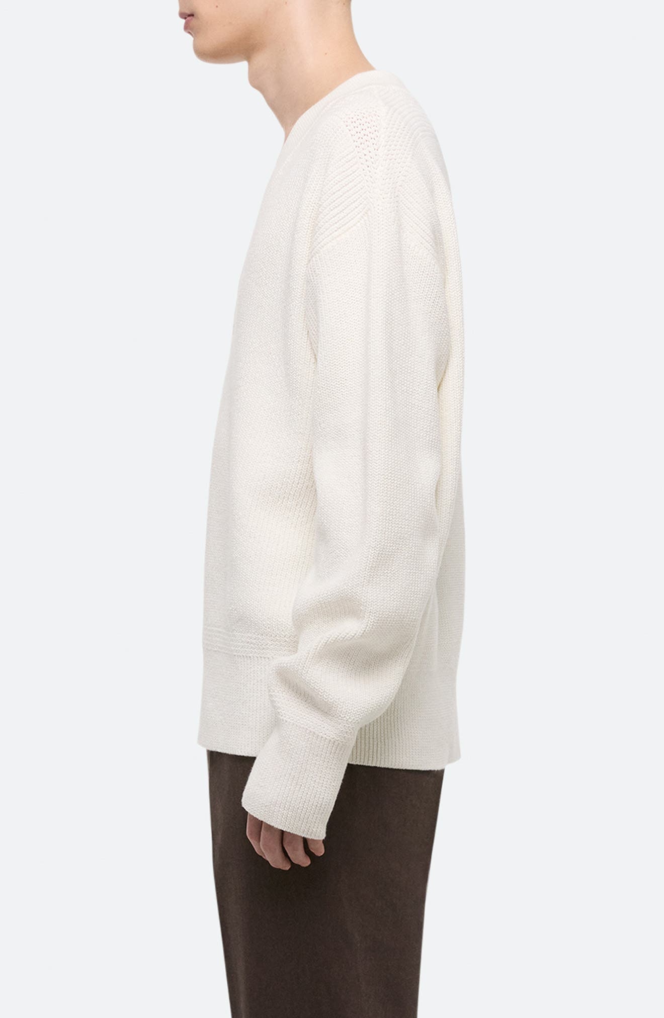 Helmut Lang Giunon V-Neck Organic Cotton Sweater in White at Nordstrom - 3