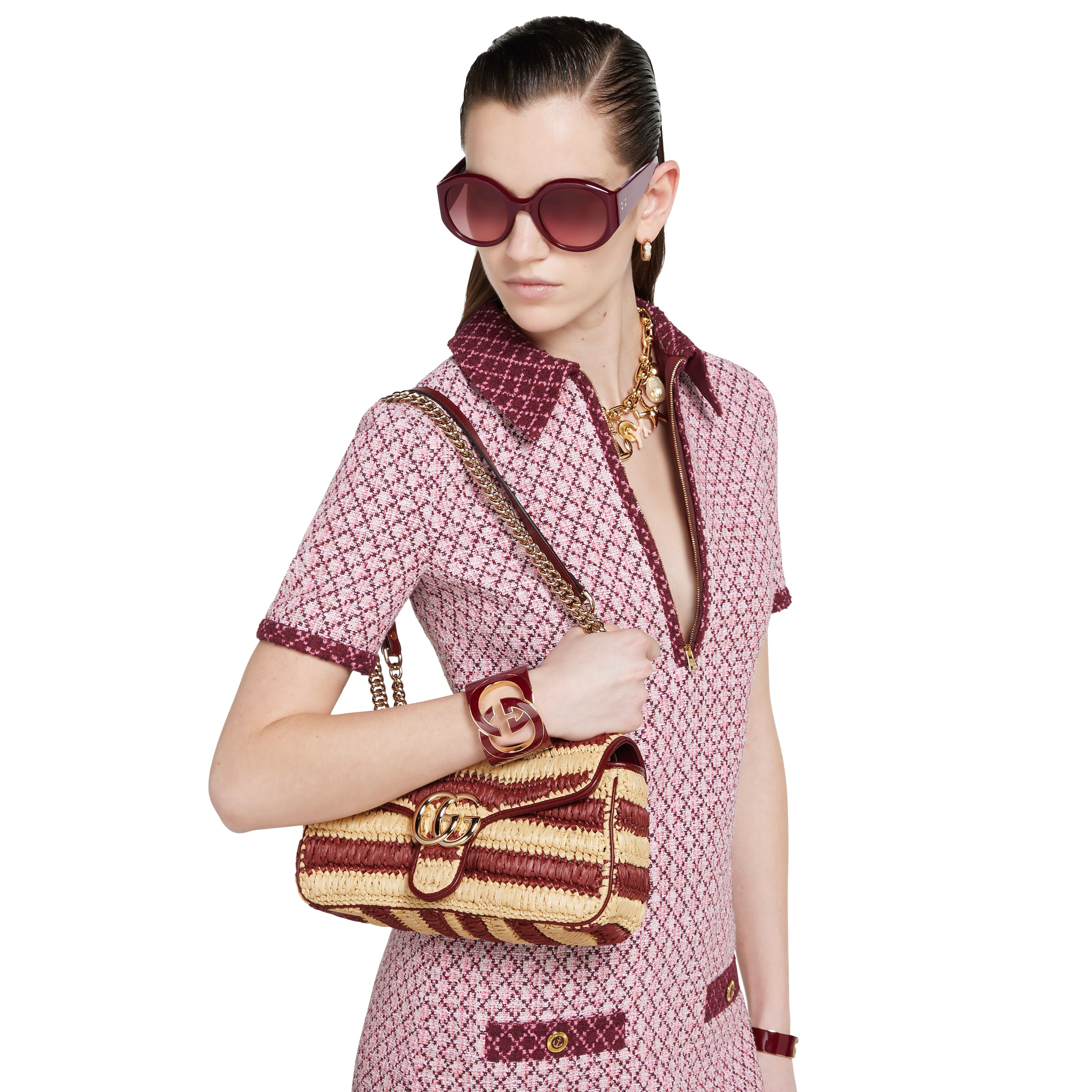 GG Marmont woven medium shoulder bag - 3