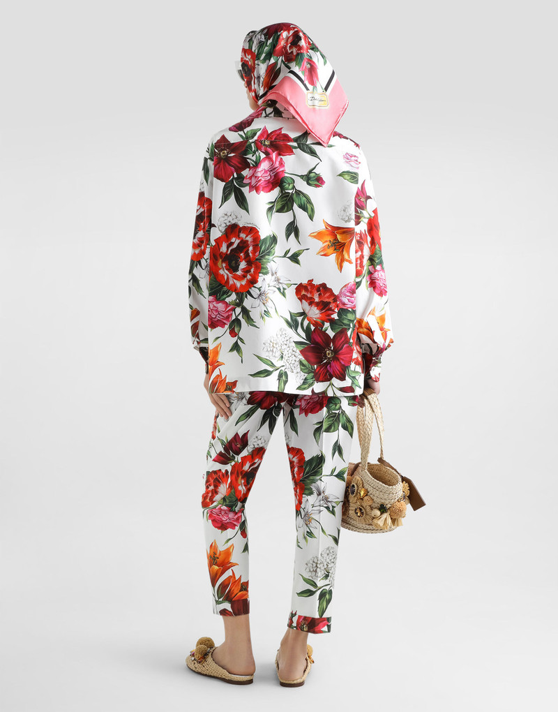 Flower-print poplin trousers 3