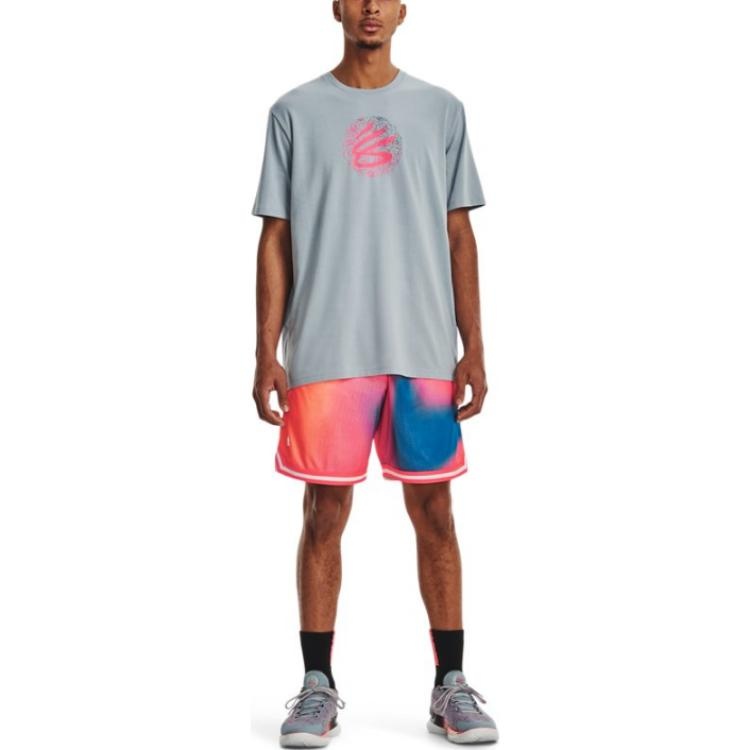 Under Armour Curry Mothers Day Logo T-shirt 'Grey Pink' 1378028-465 - 3