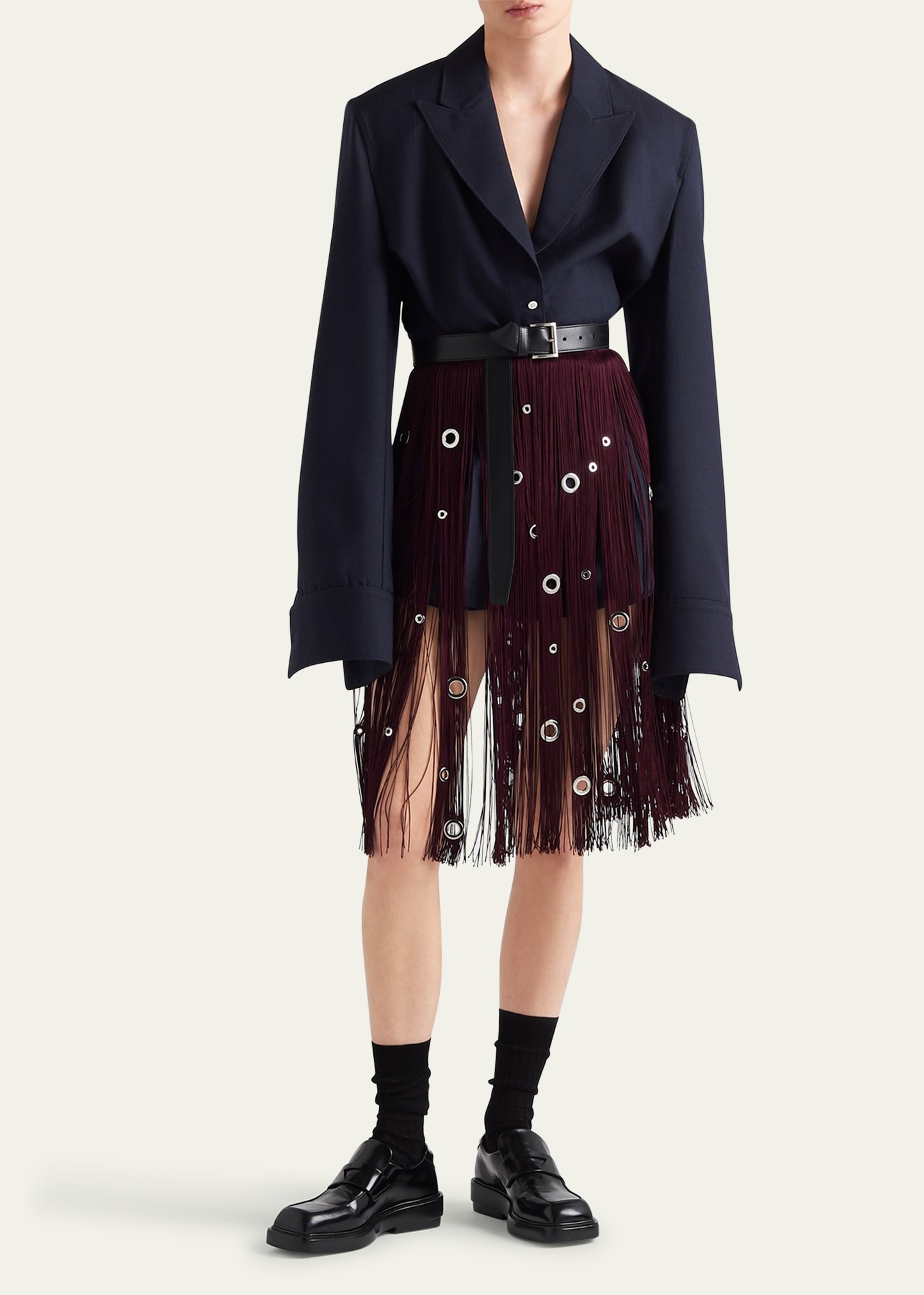 Single-Breasted Pinstripe Wool Jacket - 2