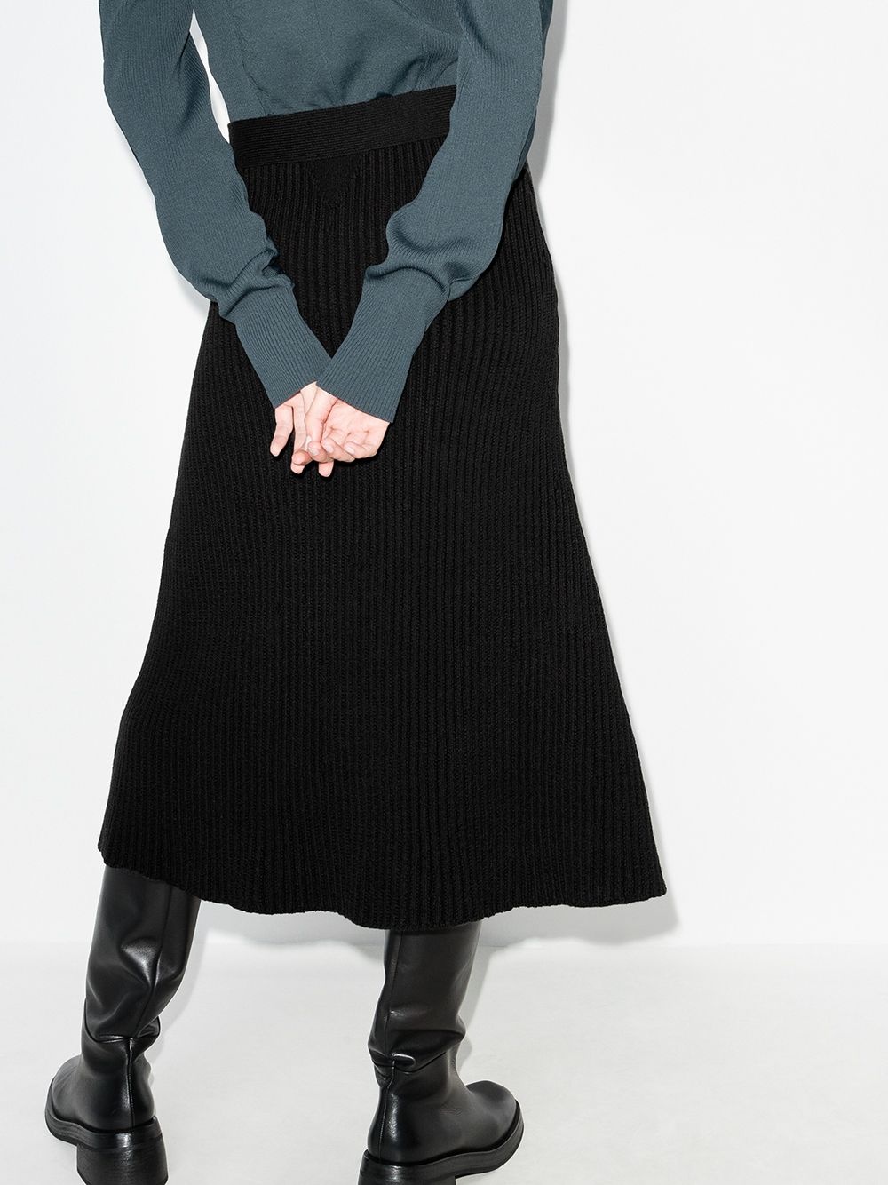 ribbed-knit midi skirt - 6