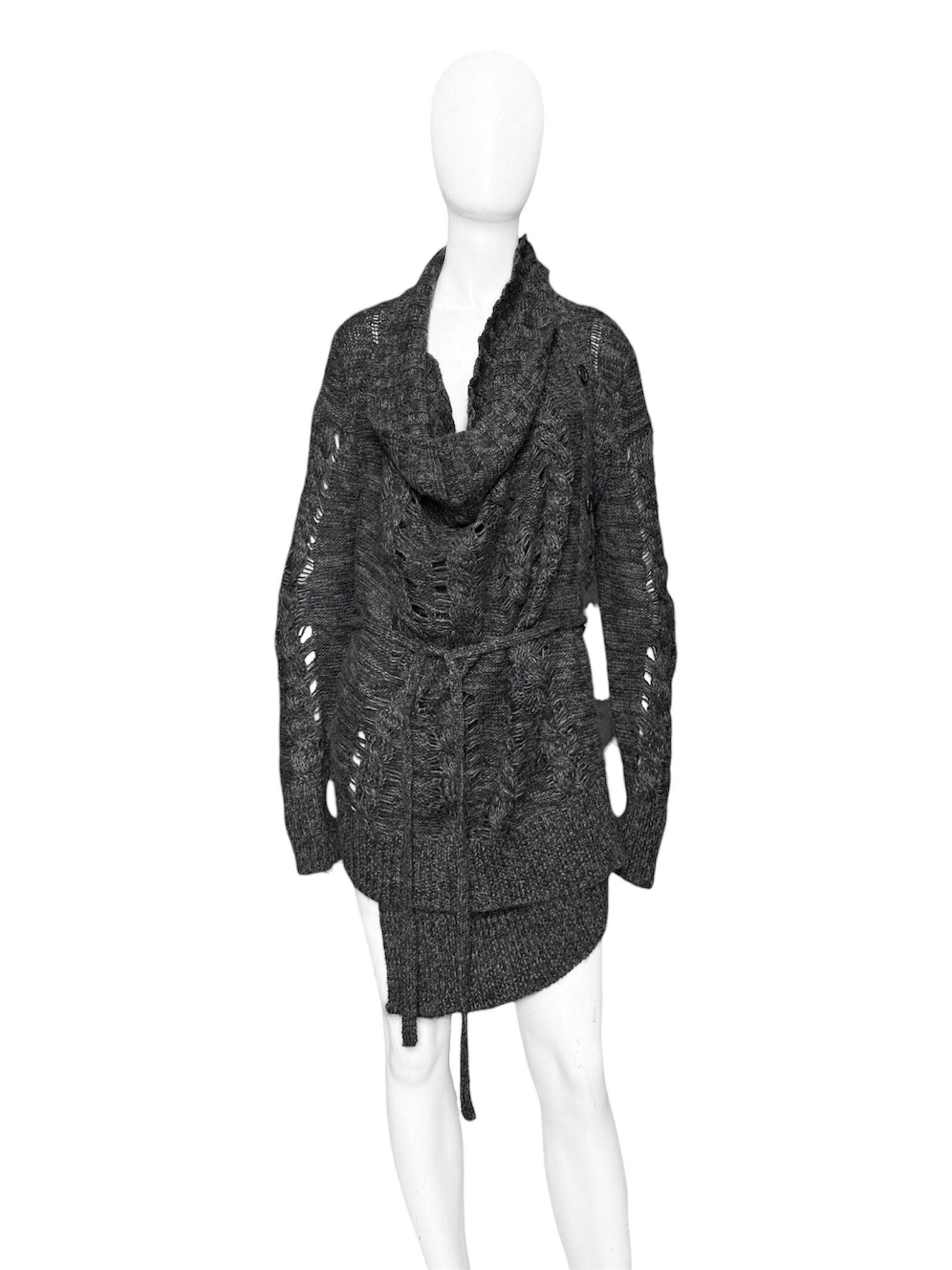 Ann Demeulemeester Fall 2010 Asymmetrical Alpaca Knit Long Cardigan - 3