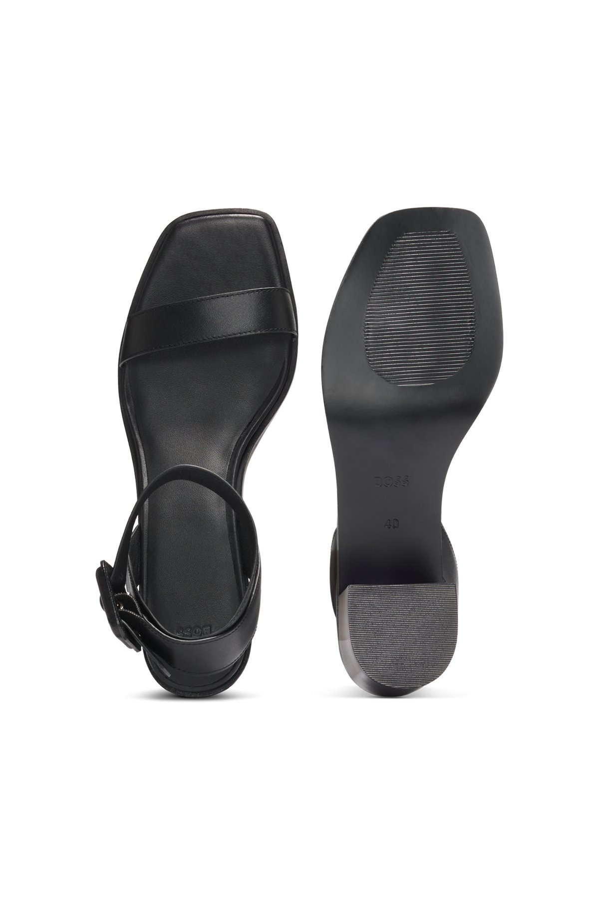 LEATHER SANDALS WITH BLOCK HEEL - 5