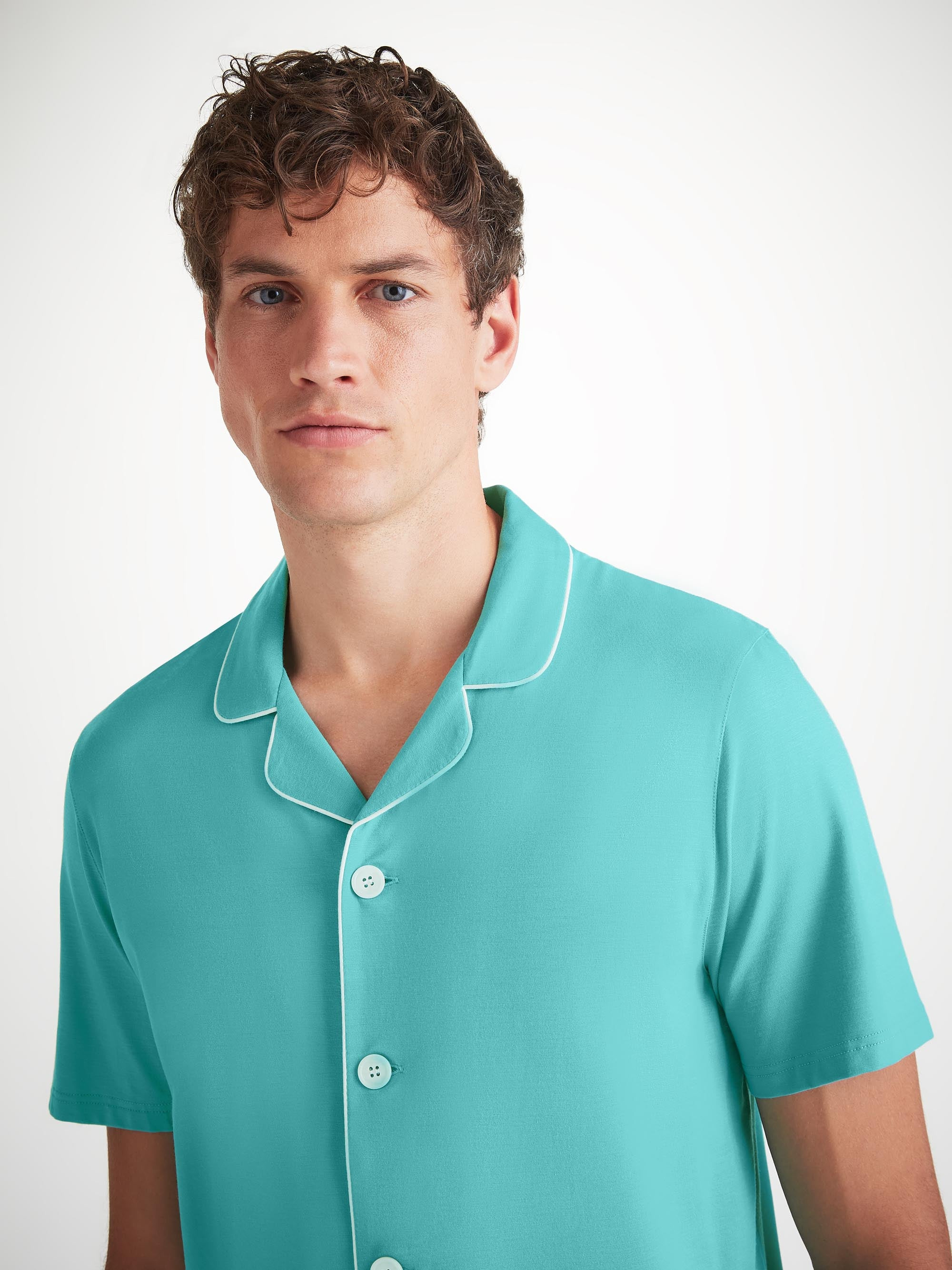 Men's Short Pajamas Basel Micro Modal Stretch Turquoise - 5