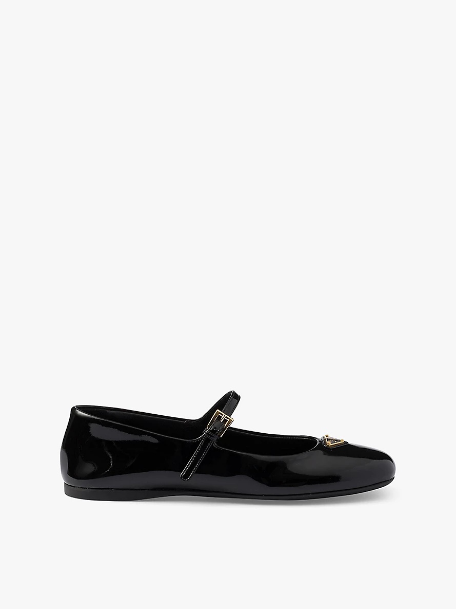 Brand-plaque patent-leather Mary Jane flats - 1