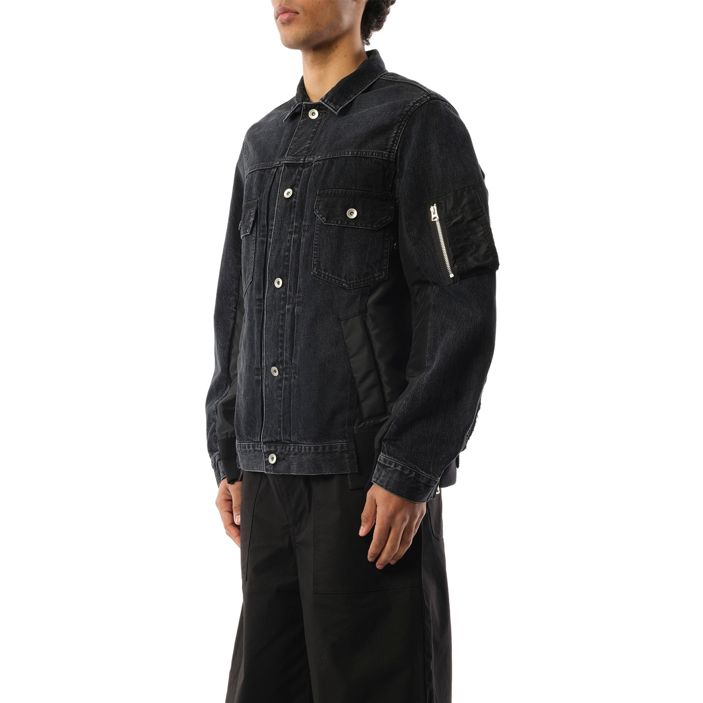 Denim Nylon Twill Jacket in Black - 5