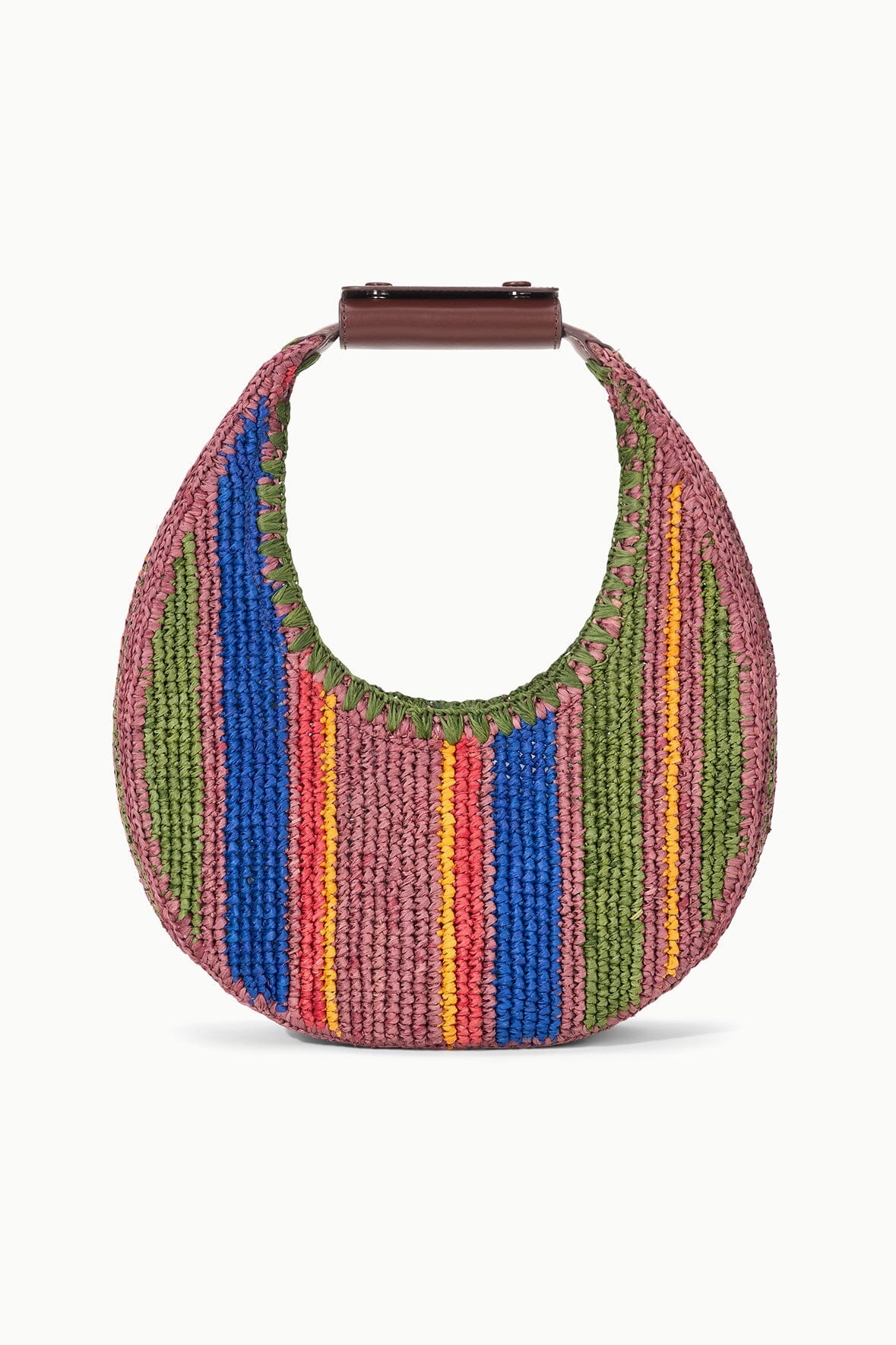STAUD MOON TOTE BAG JUNGLE STRIPE RAFFIA - 1