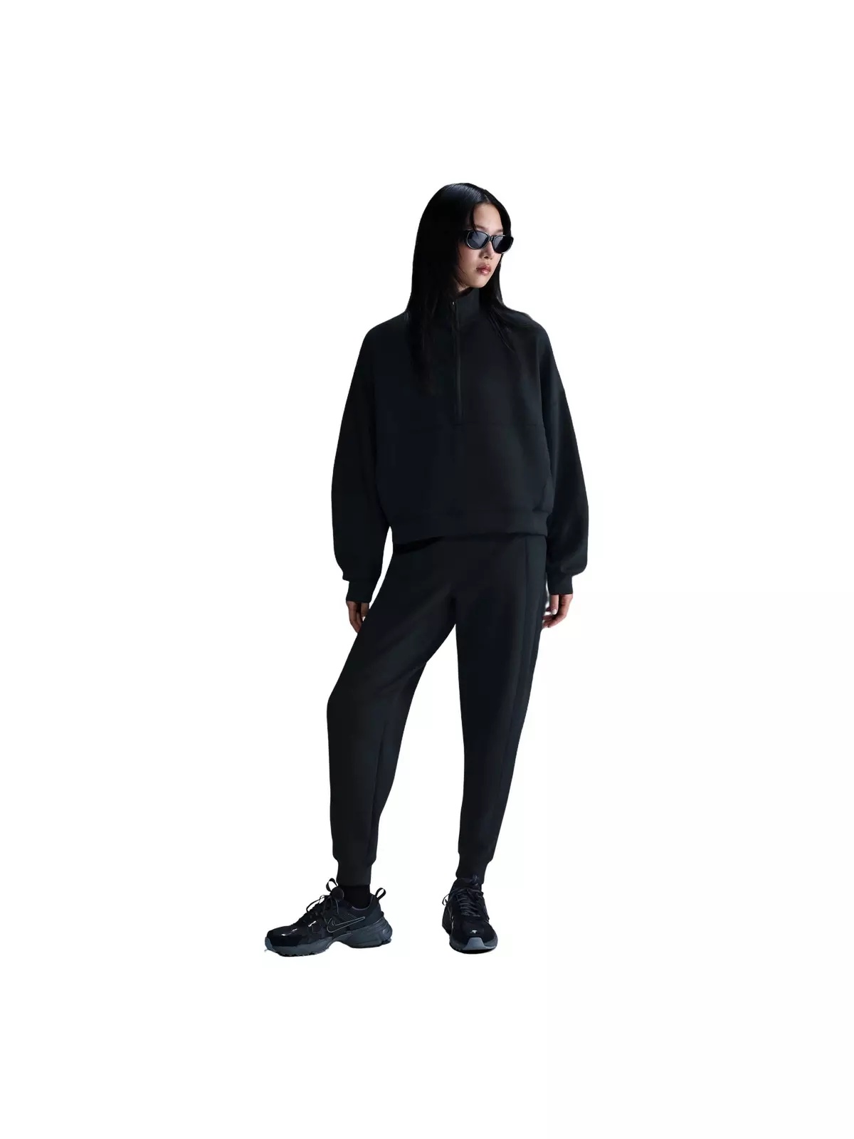 Women's 24.7 ImpossiblySoft Dri-FIT Oversized 1/2-Zip Top -Black - 4