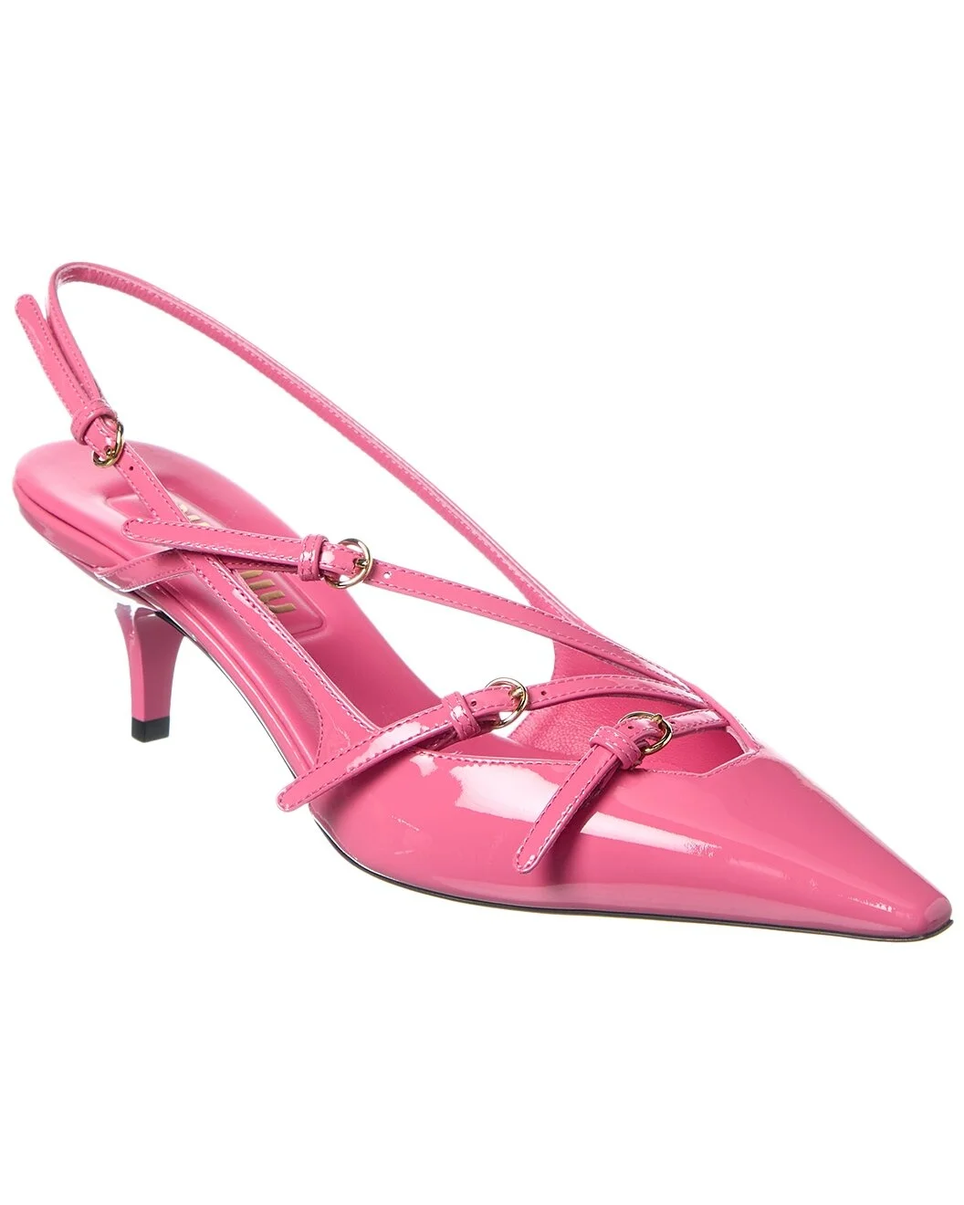 Miu Miu Logo Patent Slingback Pump - 1