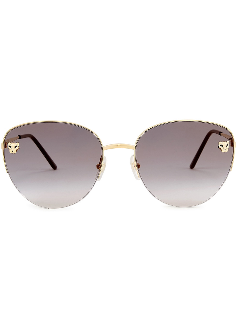 Cartier Panthère De Cartier Gold Tone Oval Frames, Sunglasses, Acetate - 2