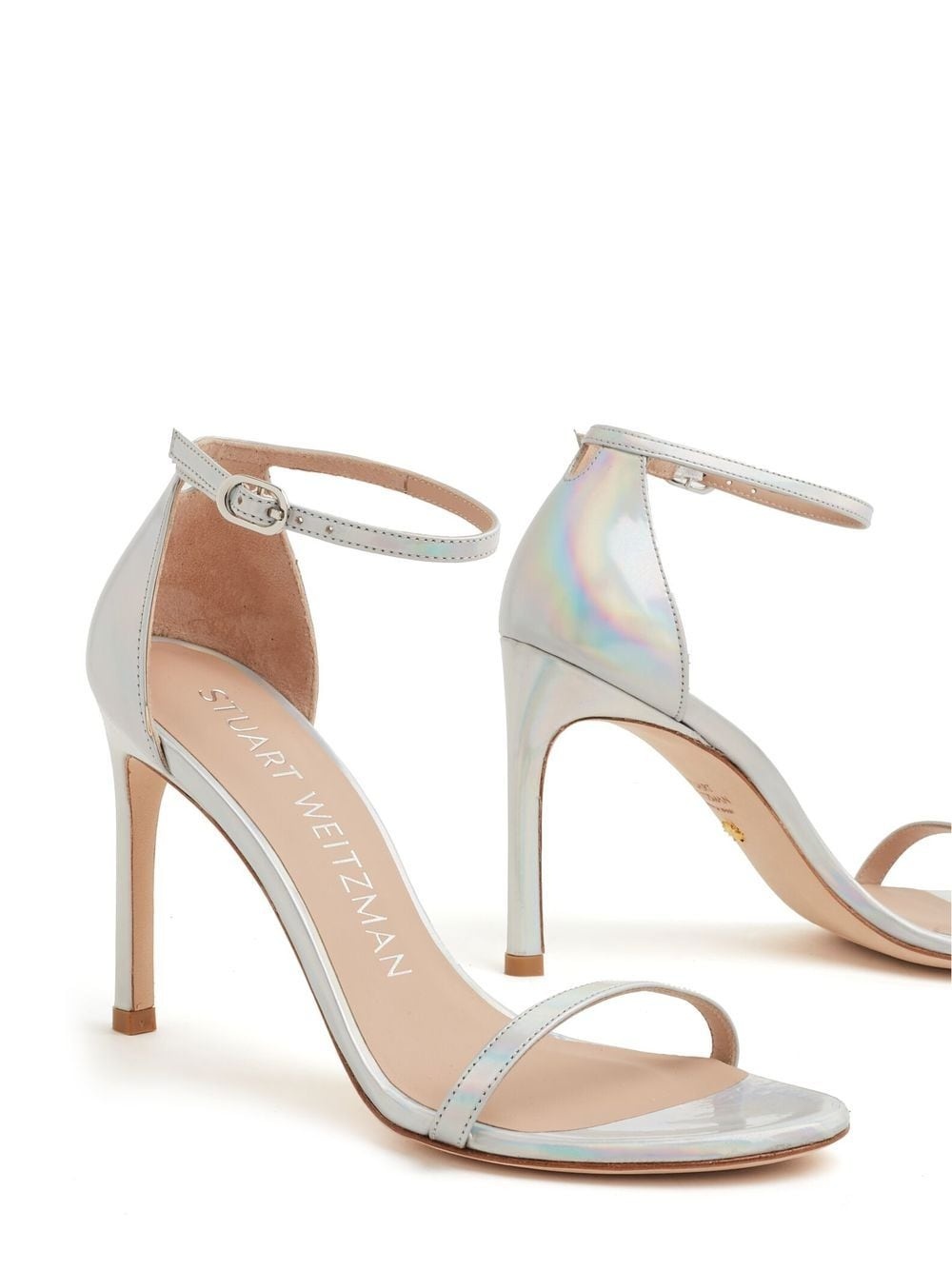 100mm iridescent-finish ankle-strap sandals - 4