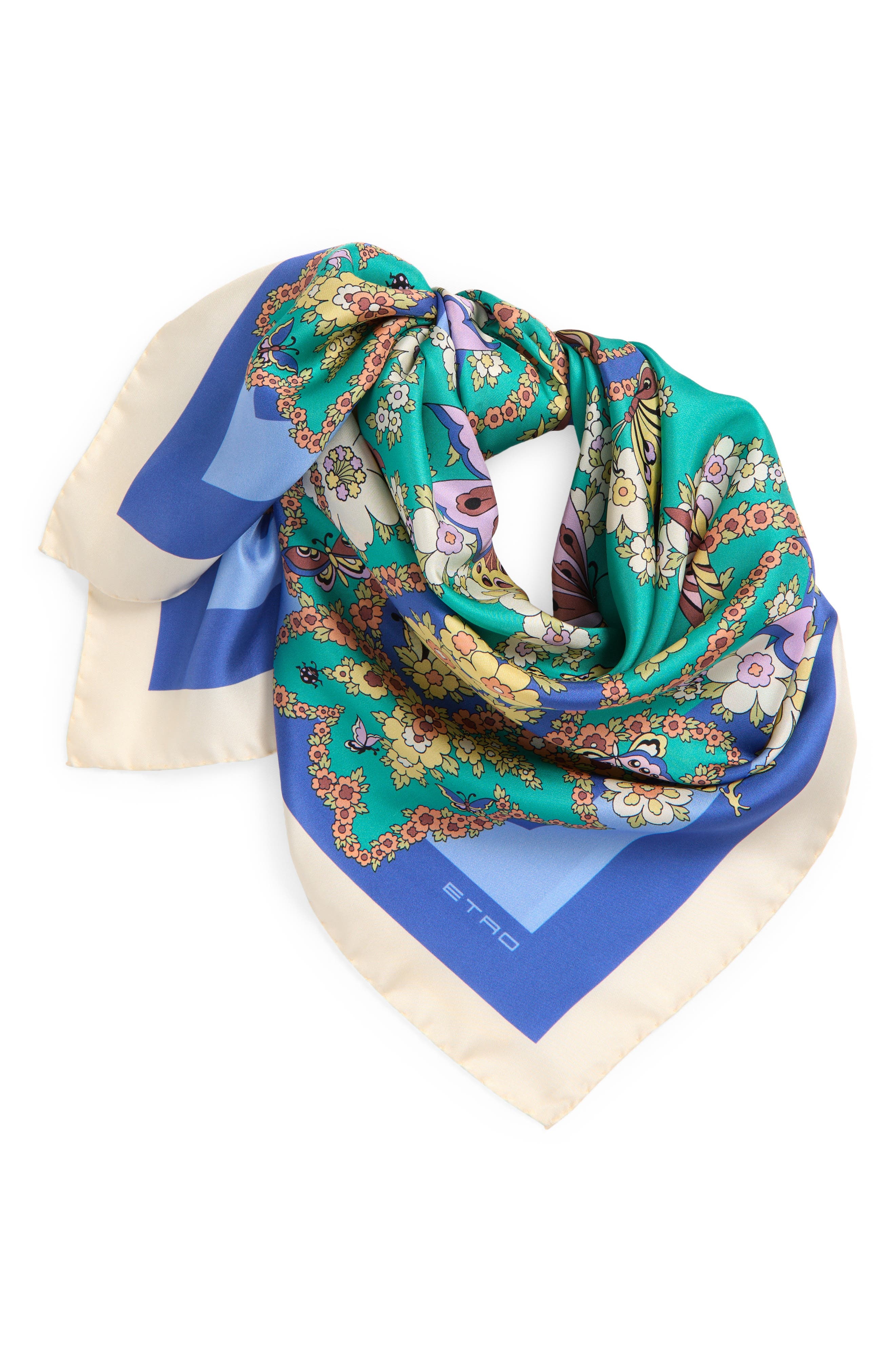 Etro Norma Paisley Silk Square Scarf in Print On Blue Base 3 at Nordstrom - 3