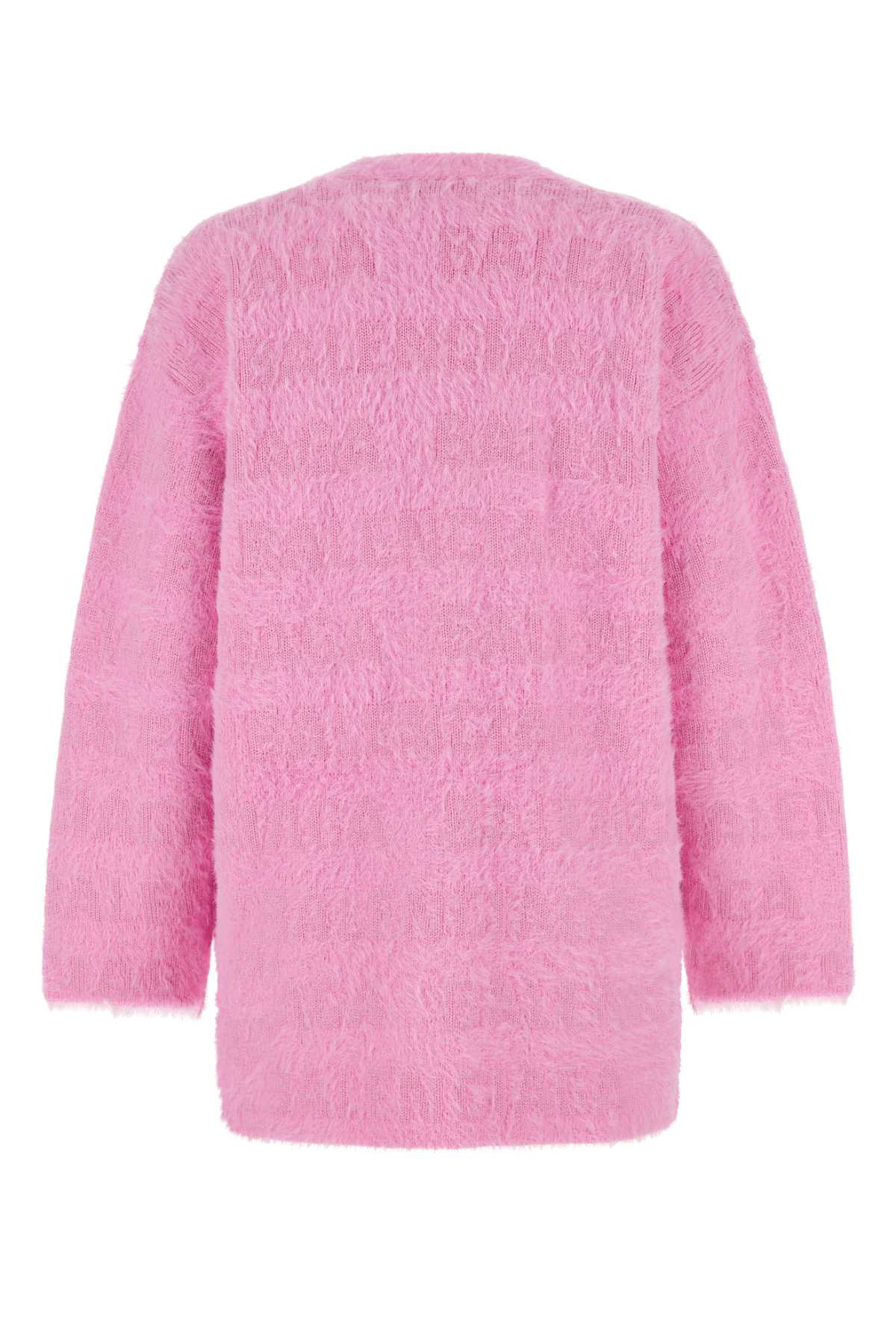 Balenciaga Women Pink Stretch Wool Blend Cardigan - 2