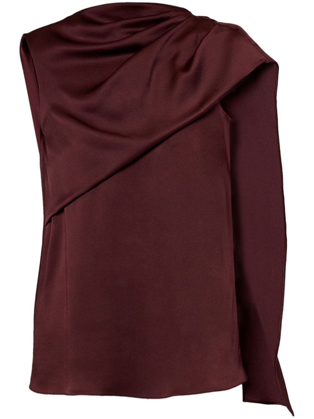 asymmetric-design draped blouse - 1