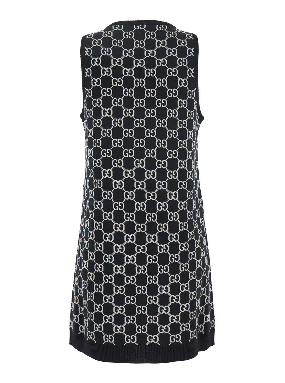 Gucci Women Black Sleeveless Mini Dress With Round Neck In Gg Canvas Woman - 2