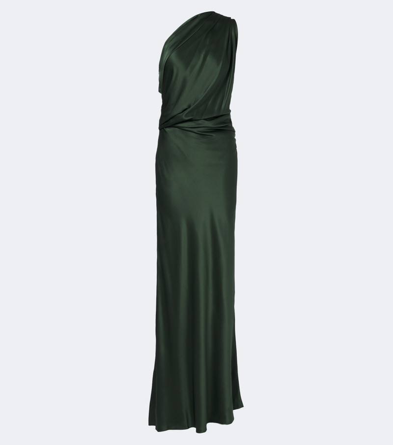 Draped one-shoulder silk satin gown 1