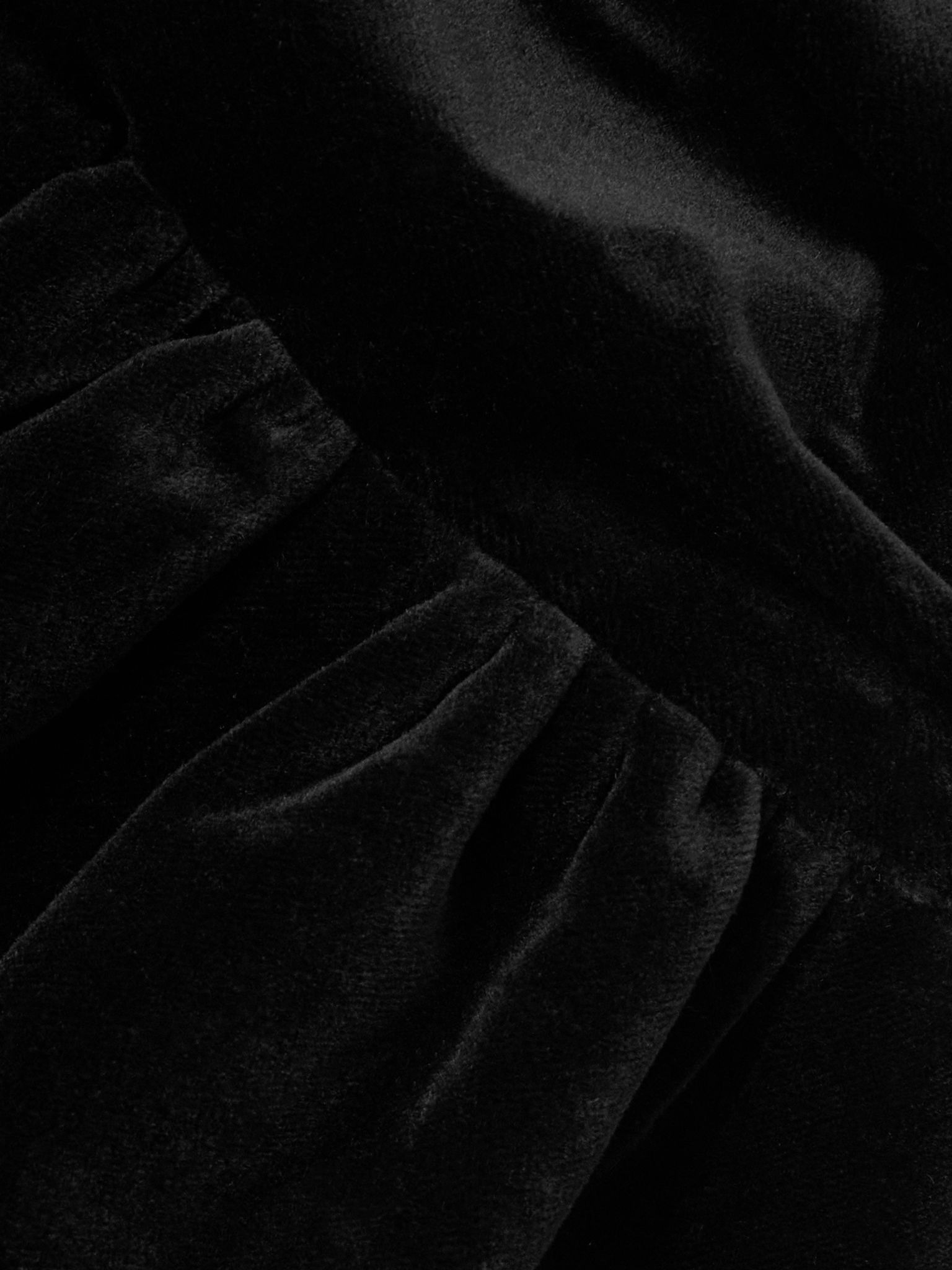Open-back ruched cotton-velvet mini dress Black - 4