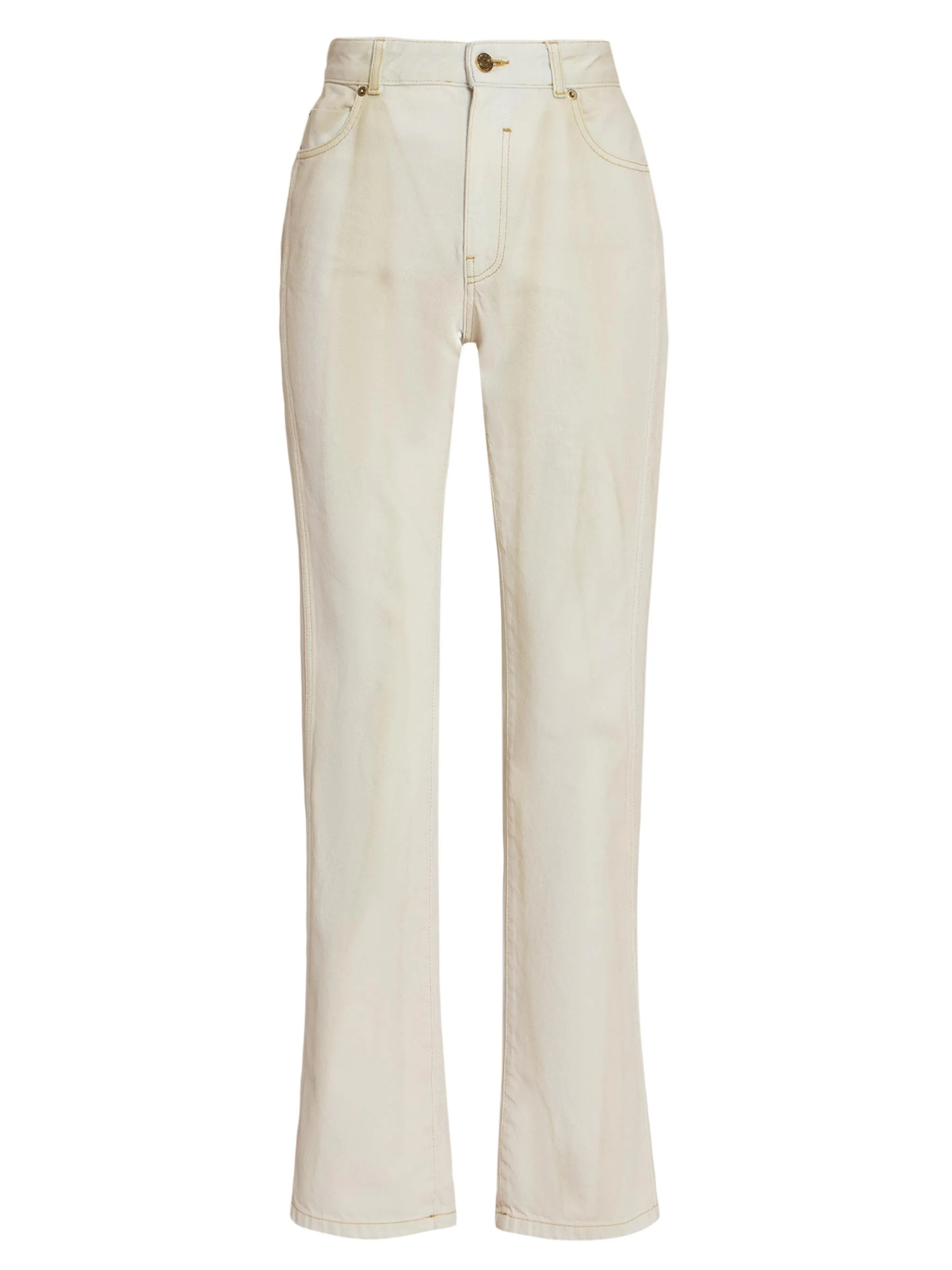 Women's Two-Tone Faded Wash High-Rise Straight-Leg Jeans - Bleu Jean Beige - 1