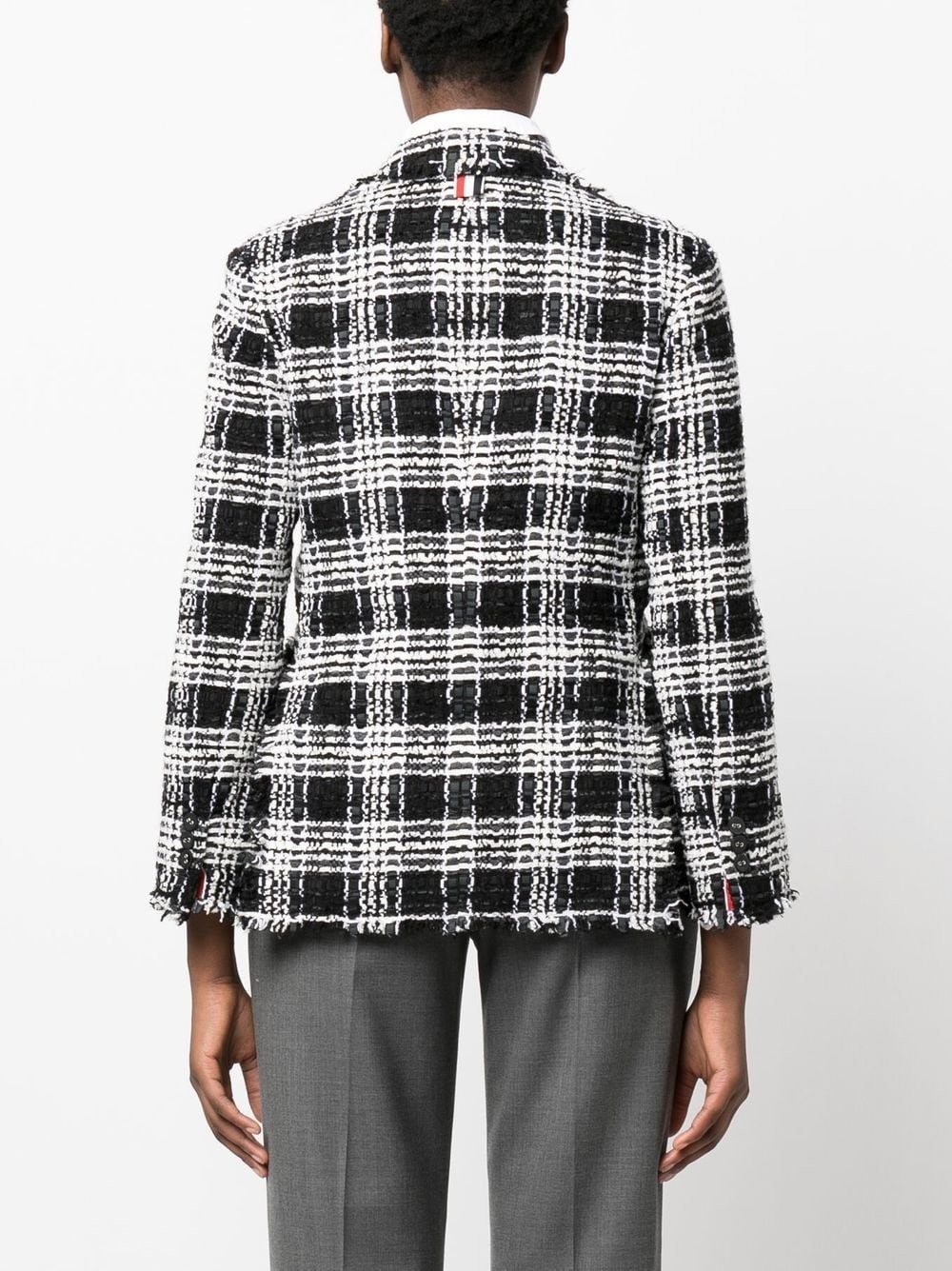 check-pattern tweed jacket - 4