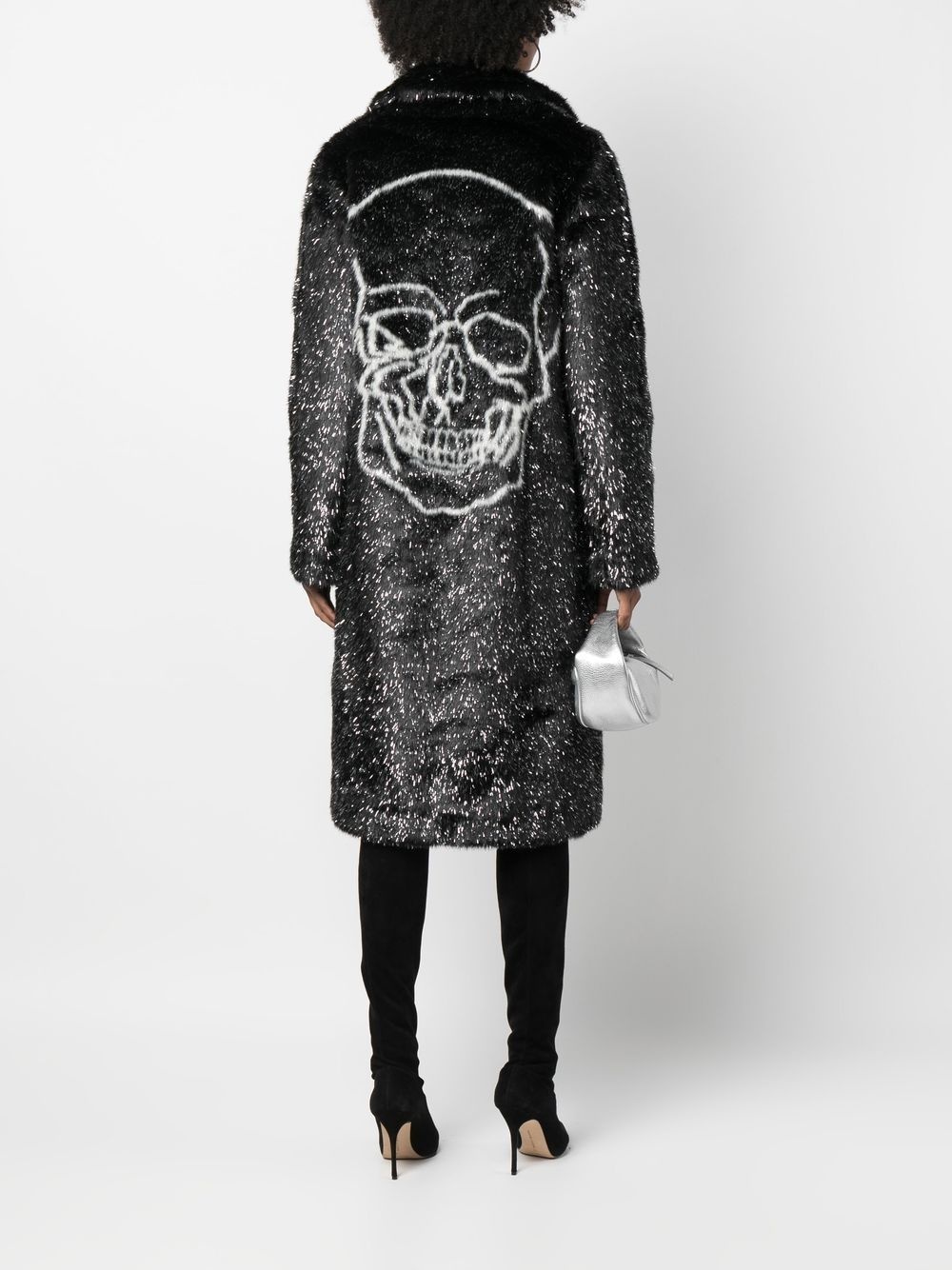 skull-print faux-fur coat - 2