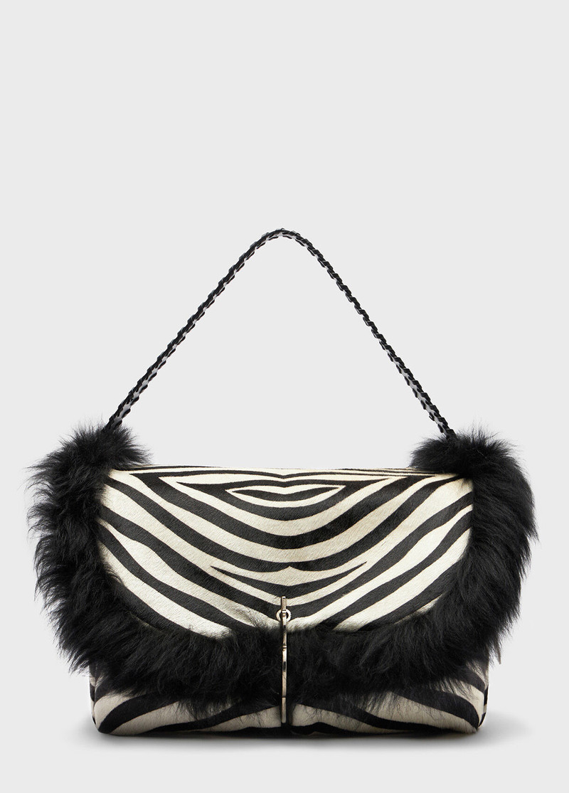 Blumarine LARGE MESSENGER IN ZEBRA EFFECT LEATHER outlook