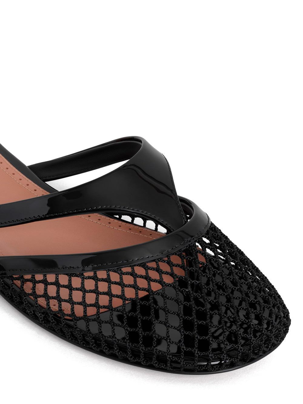 Alaïa Women Fishnet And Leather Infradito Flat Mules - 4