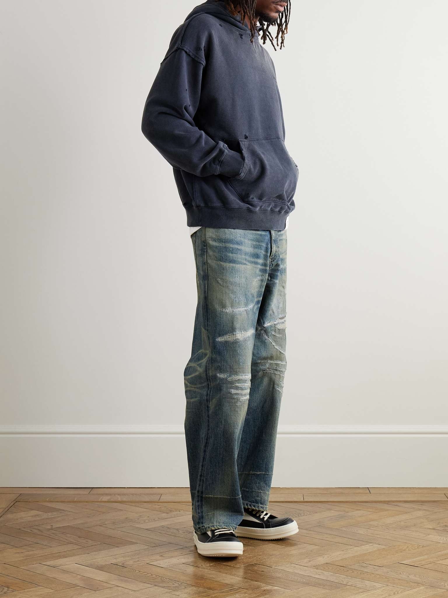 Wide-Leg Distressed Jeans - 2