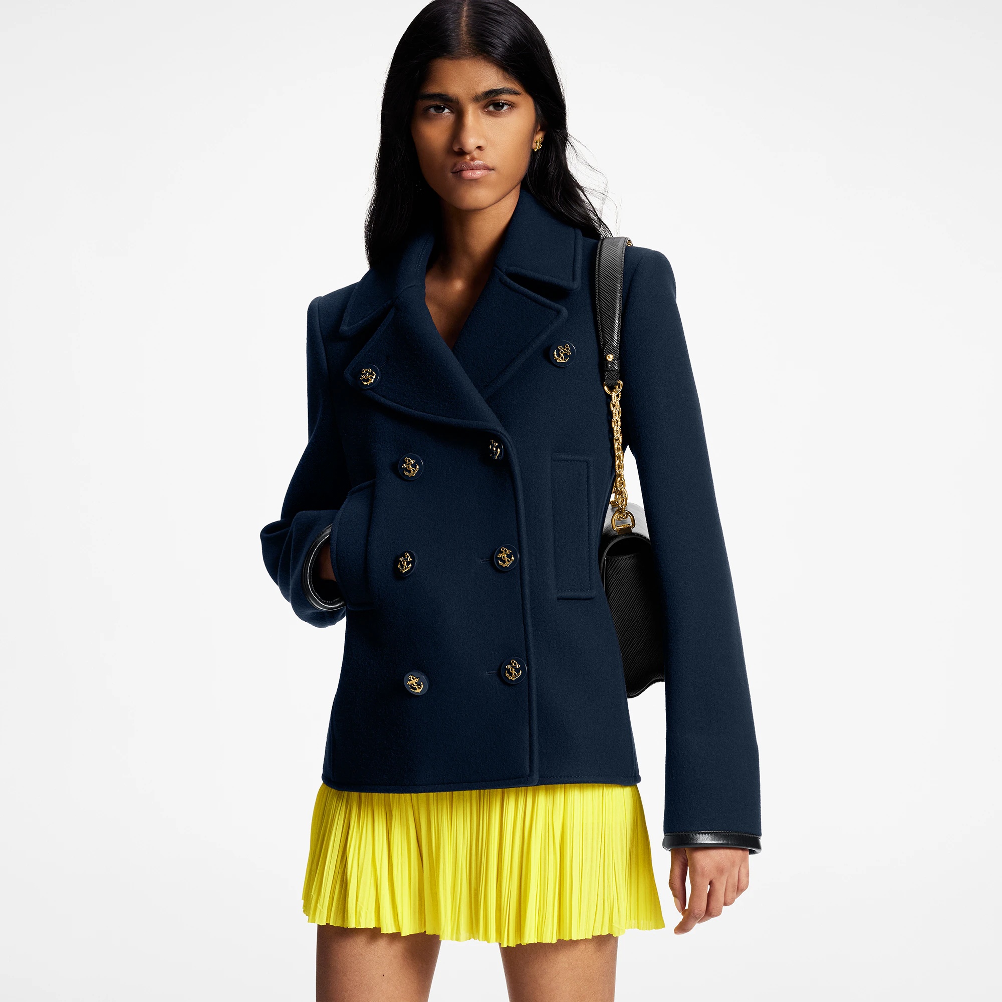 Anchor Button Lapel Coat - 5