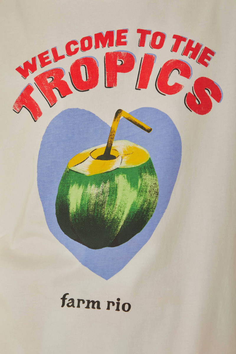 White Welcome To The Tropics Organic Cotton T-Shirt 6