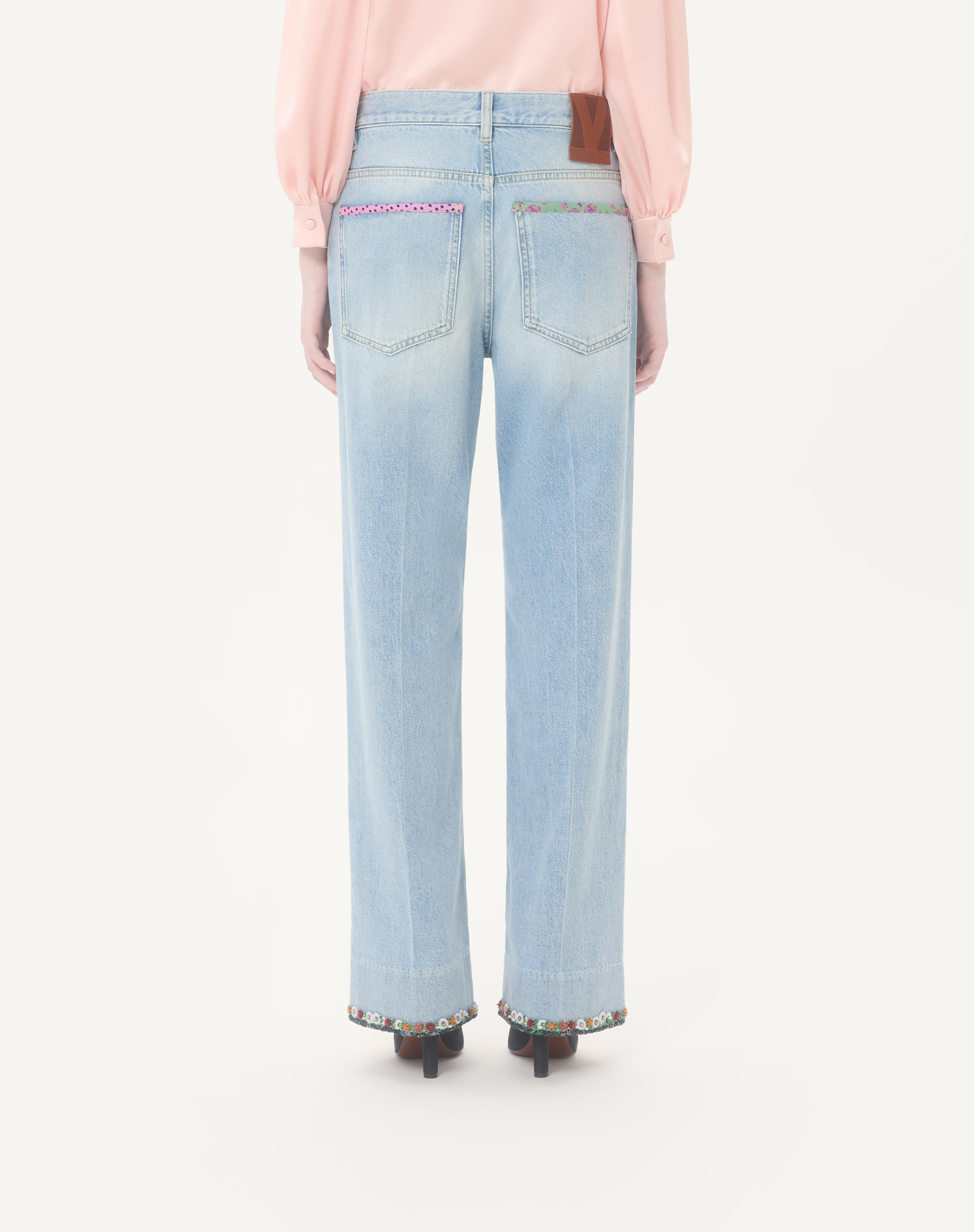 EMBROIDERED DENIM PANTS - 5