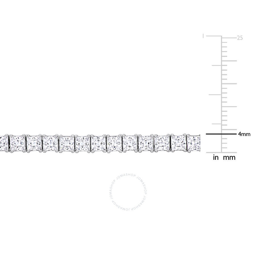 Amour - Amour Men's 2-Piece Set 63ct TGW Created White Sapphire Tennis Necklace and Bracelet in Sterling Sil - 3