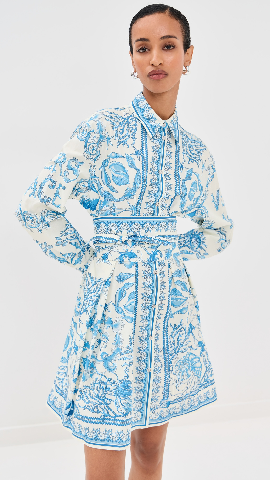 Underwater Barocco Cotton Poplin Dress - 6