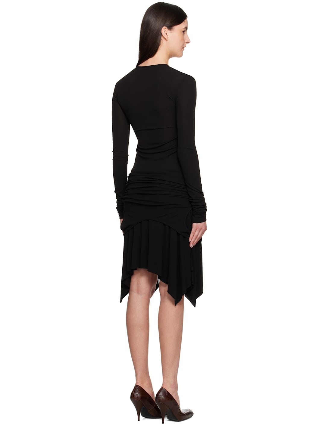 Black Long Sleeve Midi Dress - 3