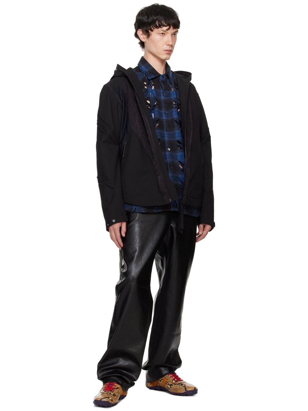 Black Gather-Slashed Jacket - 4