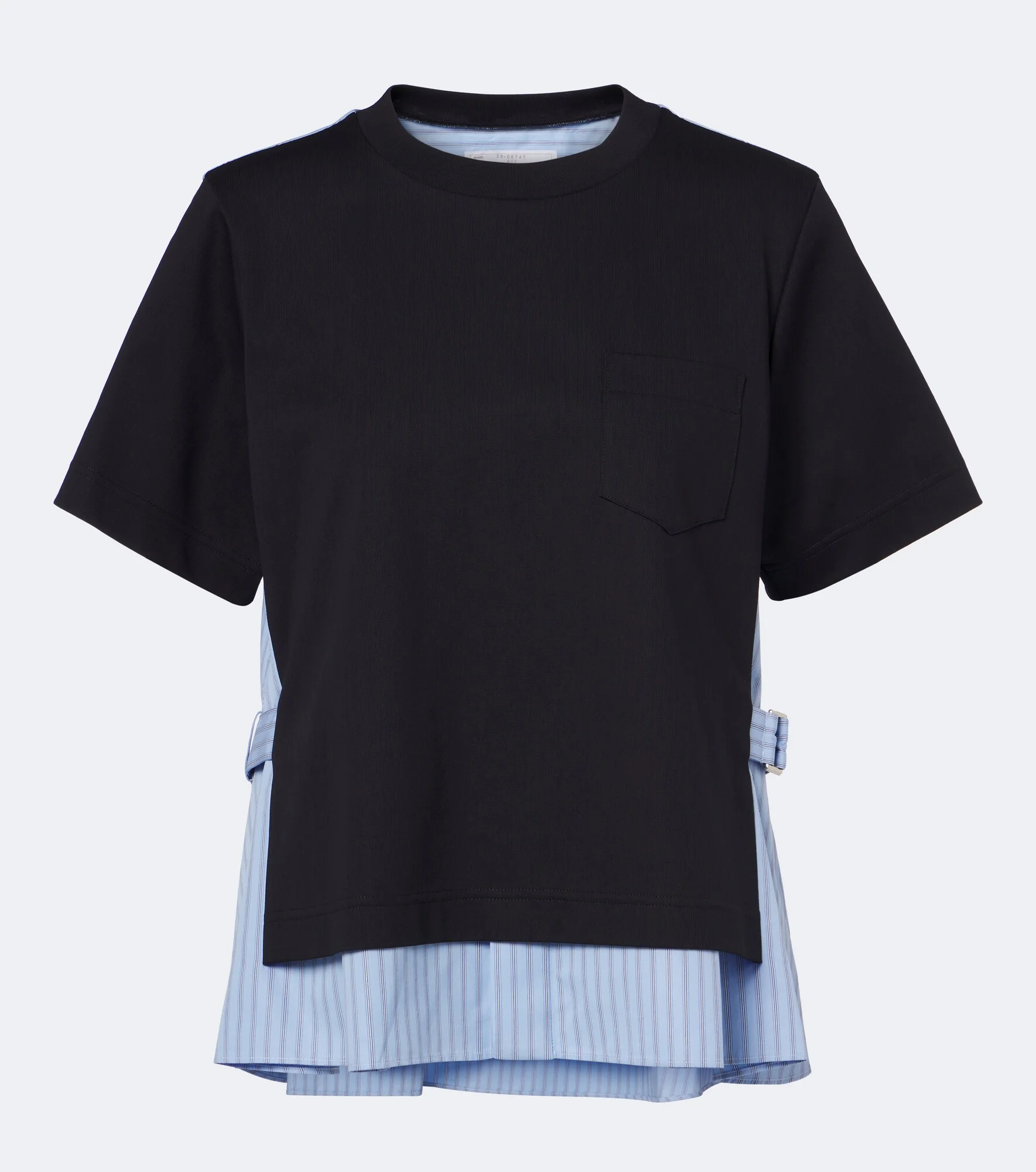 Layered cotton jersey and poplin top - 1