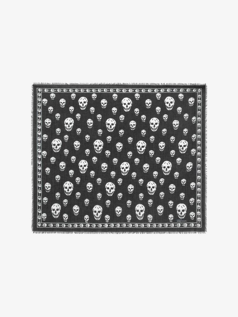 Women's Classic Silk Blend Skull Scarf in Black - 1