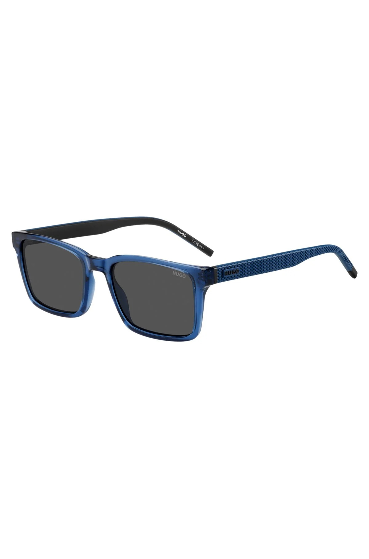 TRANSPARENT-BLUE SUNGLASSES WITH PATTERNED TEMPLES - 1