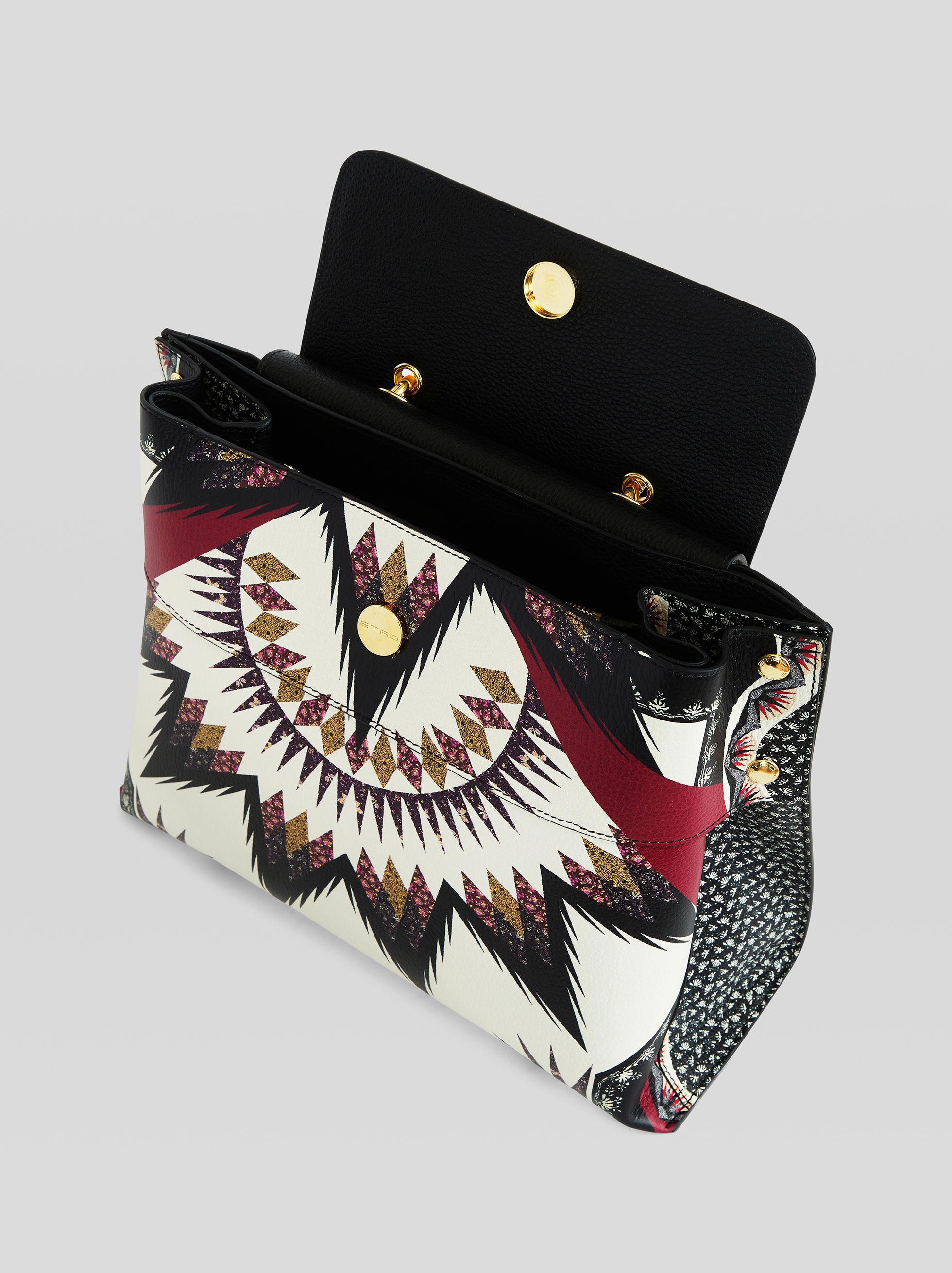 GEOMETRIC PRINT LEATHER HANDBAG - 4