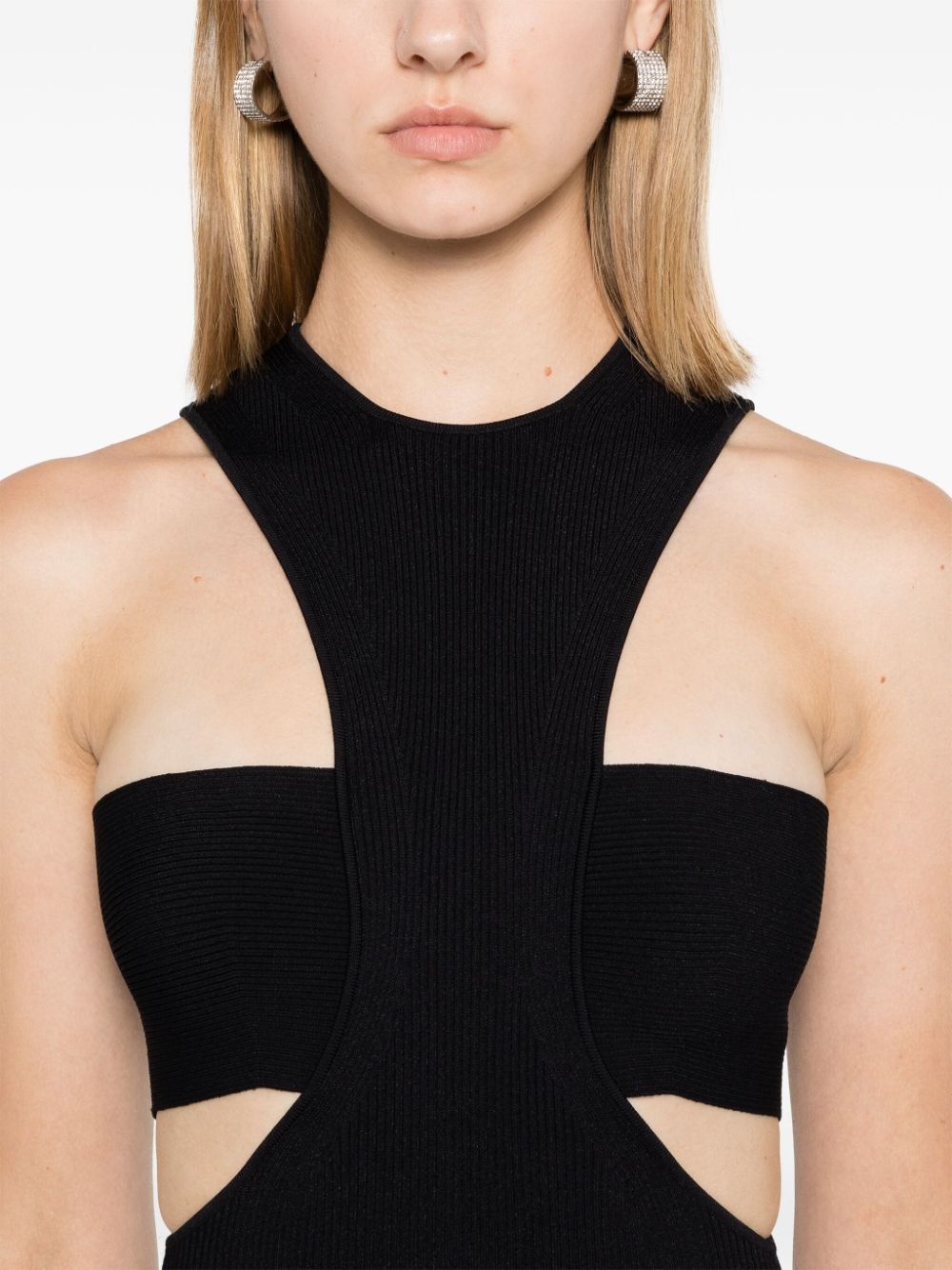 Slashed Harness rib-knit dress - 5