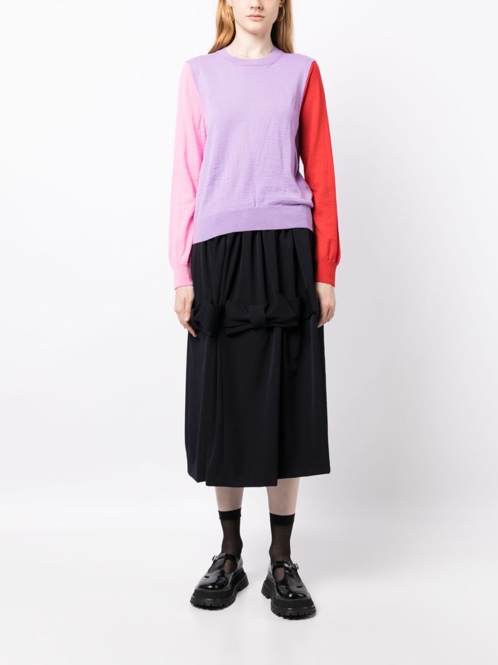 colour-block crew neck jumper - 2