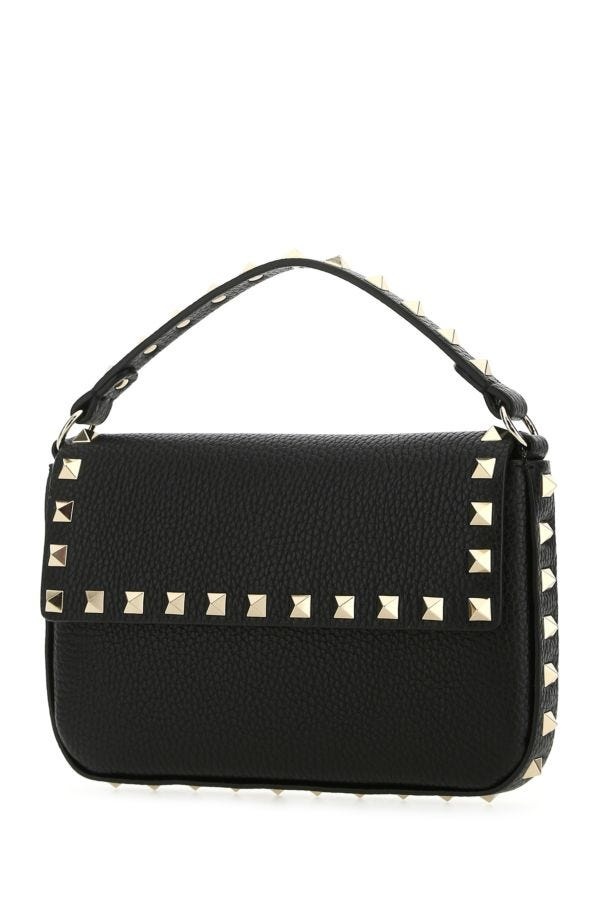 Valentino Garavani Woman Black Leather Rockstud Handbag - 2