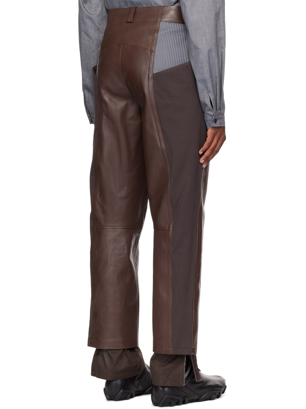 Brown Kiko Kostadinov Edition Milne Leather Trousers - 3